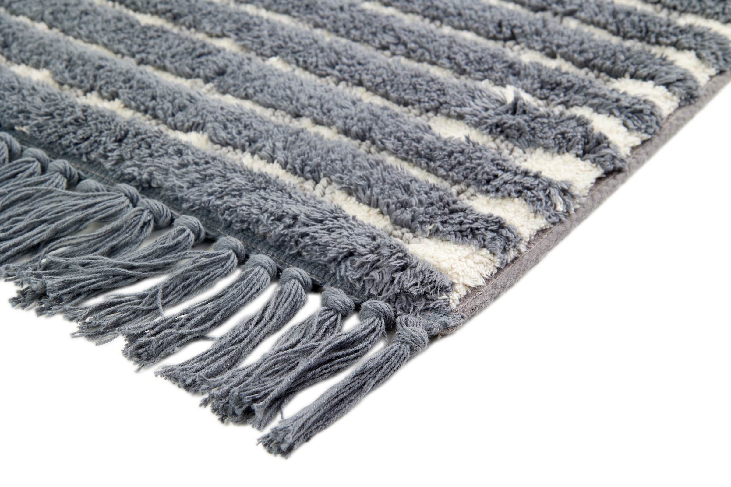 SCHÖNER WOHNEN-Kollektion Badematte »»Bahamas Gitter«« Höhe 20 mm rutschhemmend beschichtet fußbodenheizungsgeeignet waschbar, Baumwolle, Badvorleger mit Fransen, Badteppich