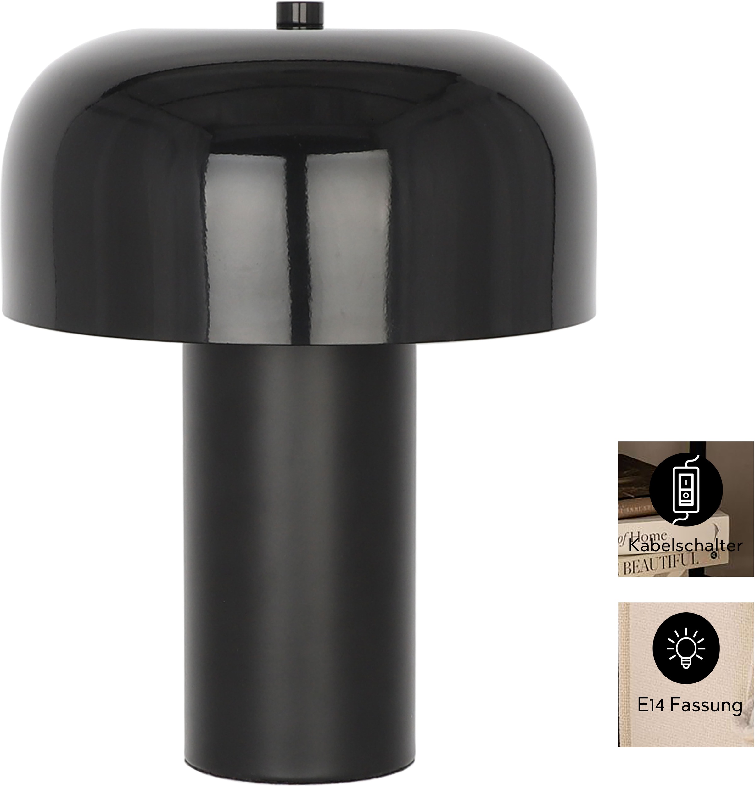 OTTO home Tischleuchte »Jorre - Pilzlampe« 1 Stk. zweifarbig - matt & glänzend, Pilzleuchte, Tischlampe, Pilzform, E14