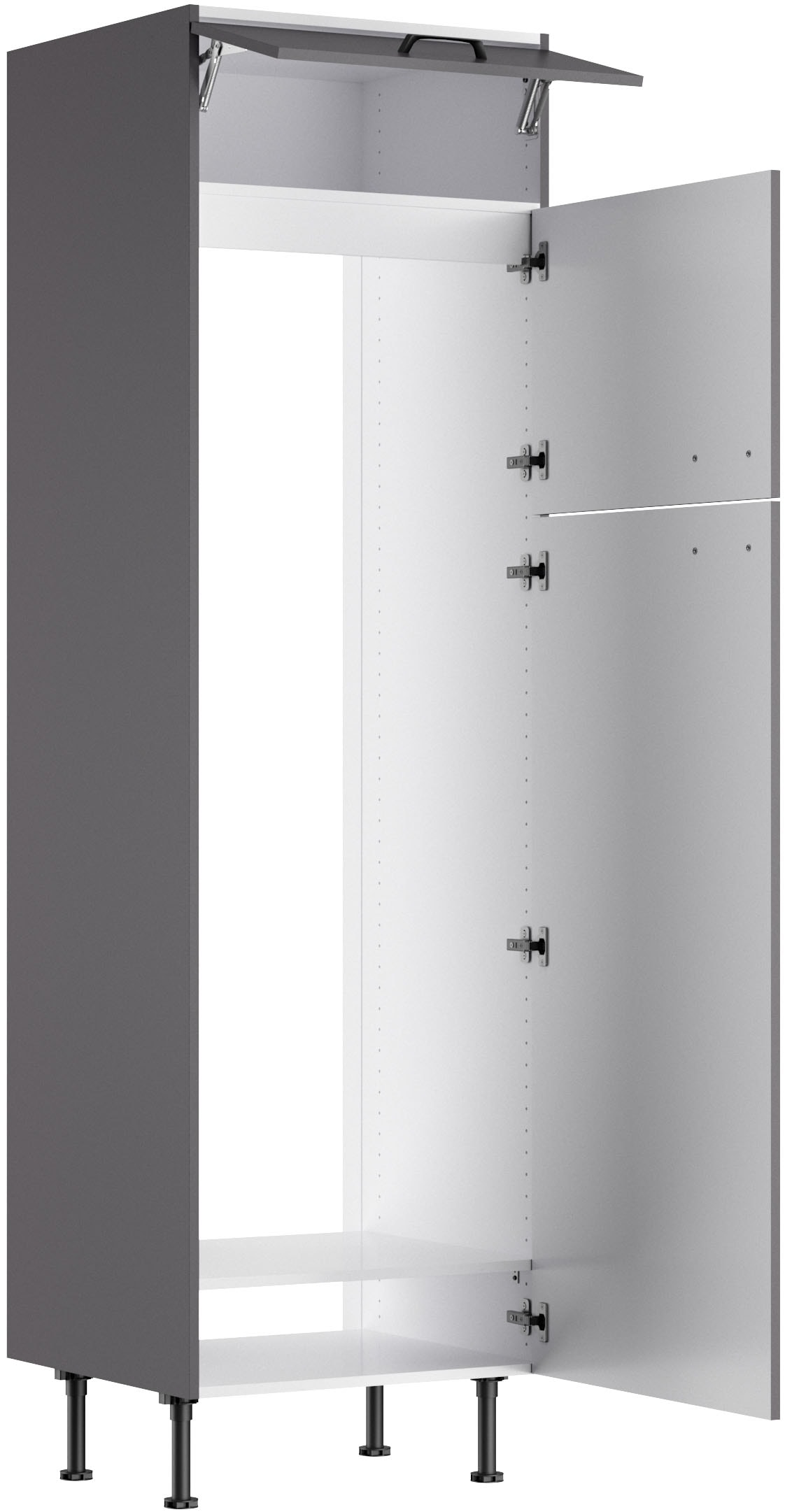 KOCHSTATION Kühlumbauschrank »KS-Paula« 60 cm breit, 211 cm hoch, mit 1 Klappe, 2 Türen verlascht