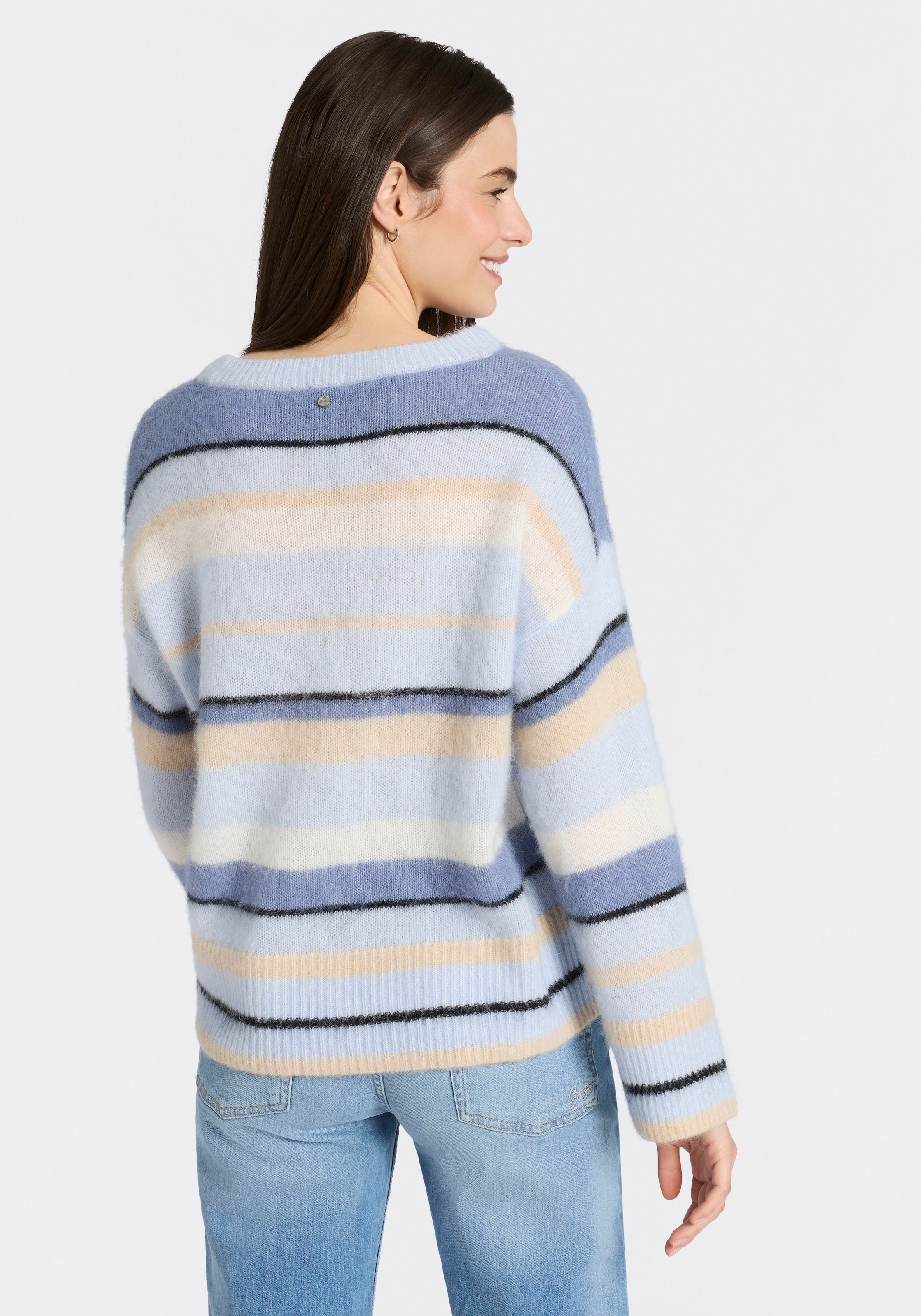 BOSS ORANGE Strickpullover »Fosset Premium Damenmode« mit Alpaka-Wolle, gestreift