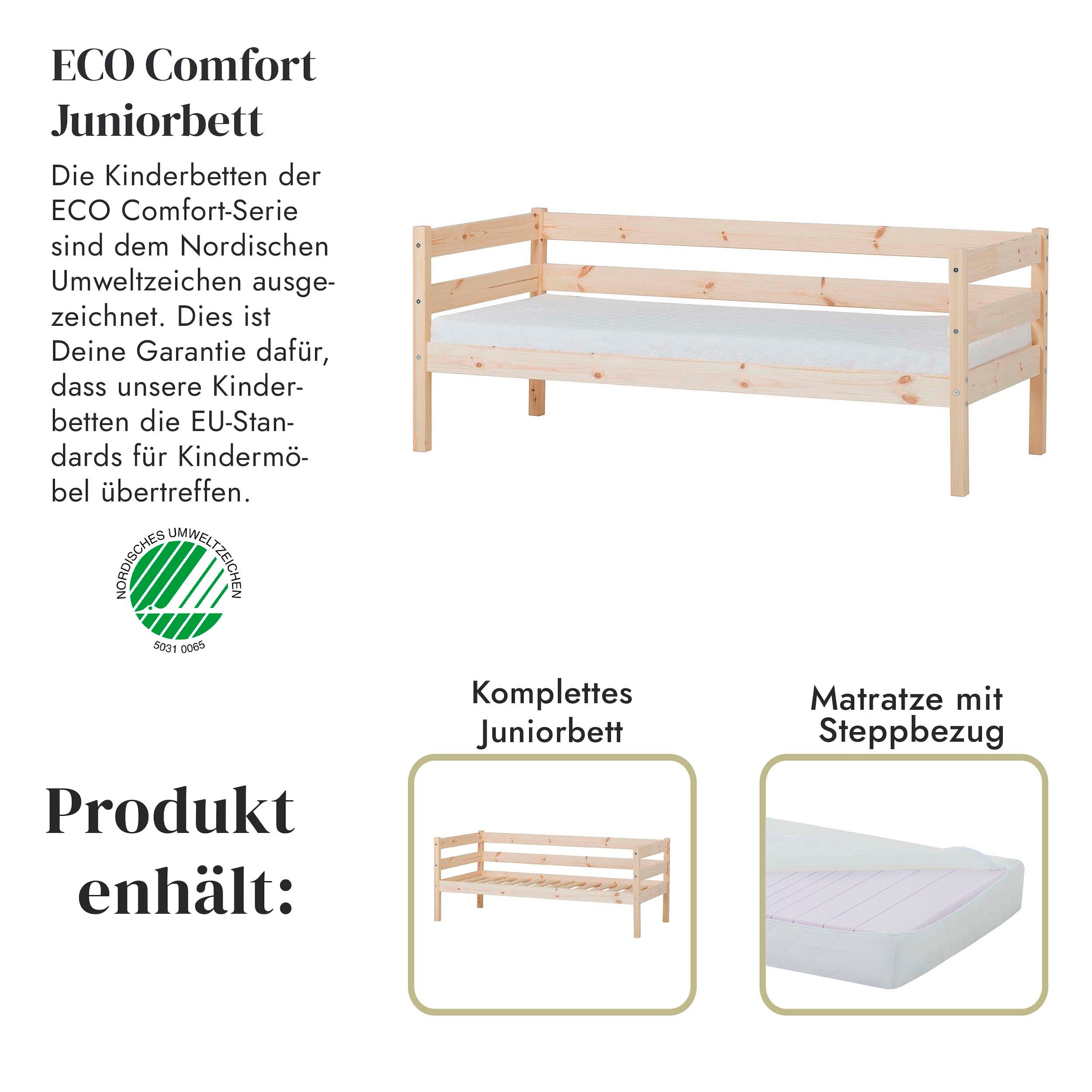 Hoppekids Einzelbett »ECO Comfort Kinderbett, Kiefer Massivholz, Jugendbett inkl. Rollrost«, 70x160 cm, wahlweise in verschieden Farben/ Matratze/ Absturzsicherung