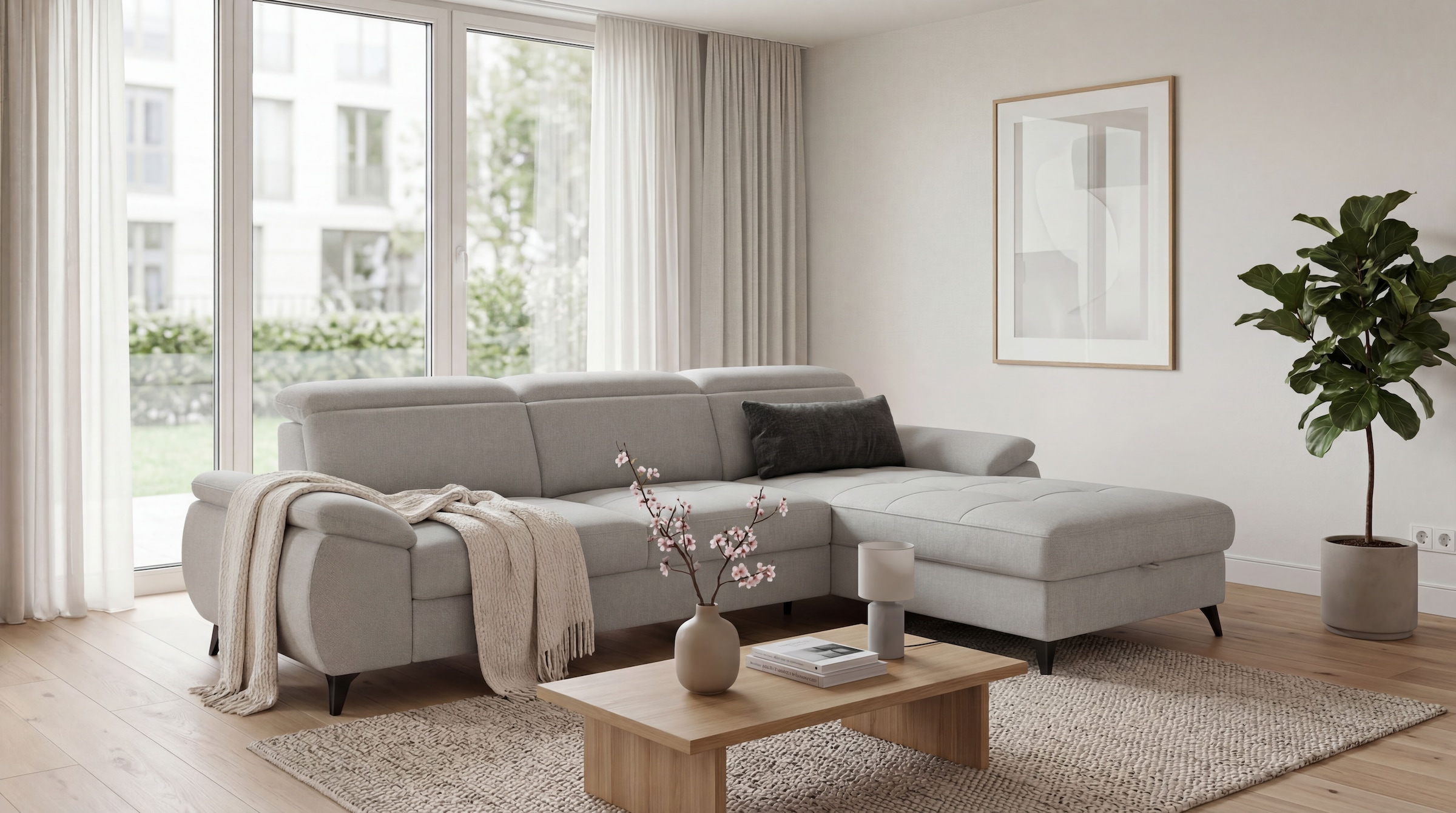 exxpo - sofa fashion Ecksofa »TAOS bequem, komfortabel durch Kopfteilverstellung, Breite 281cm« inkl. Bettfunktion und Bettkasten,toller Sitzkomfort, Steppung im Sitz