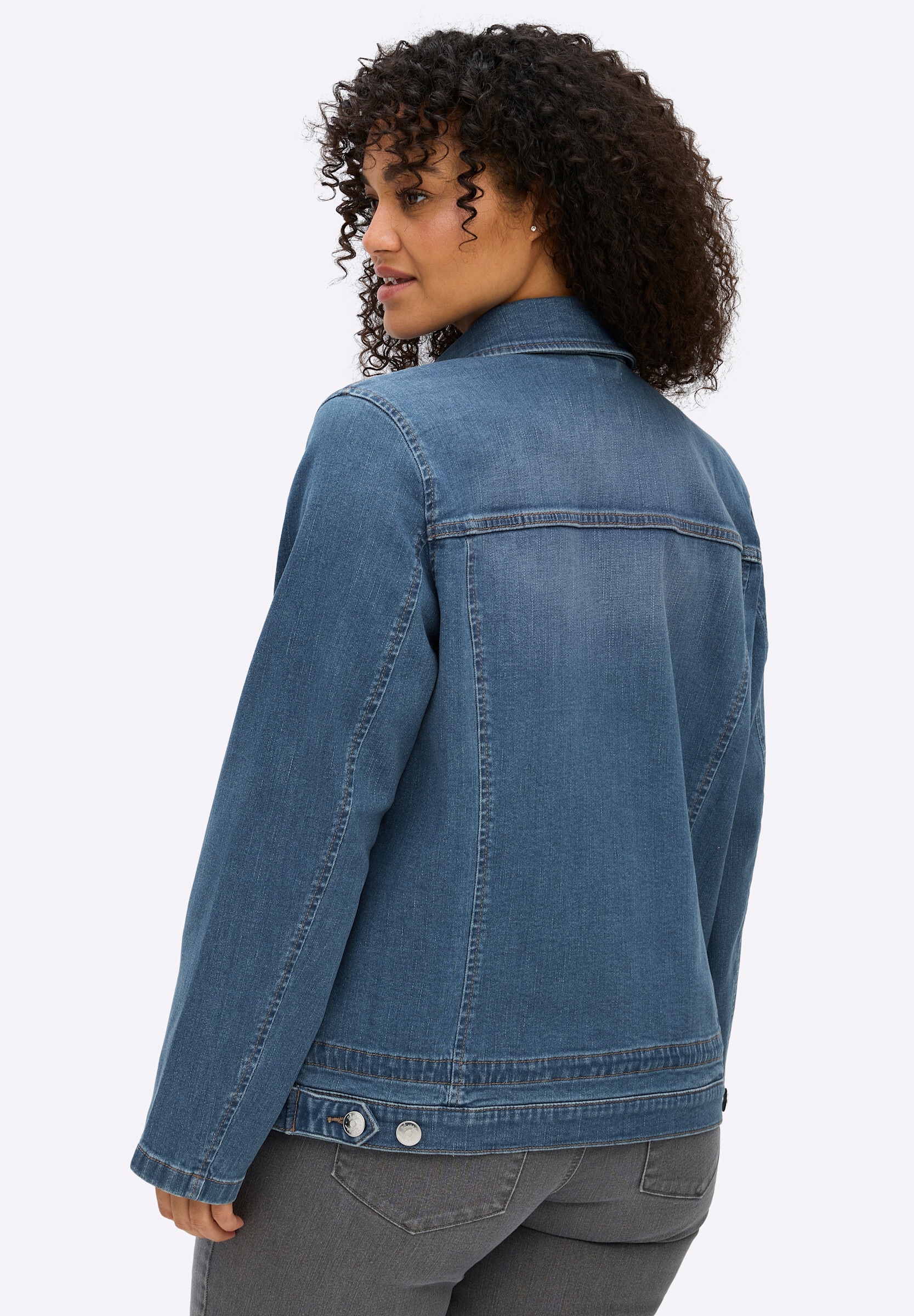 Sheego Jeansblazer »Jeansblazer Jeansblazer mit Kordelzug am Saum«