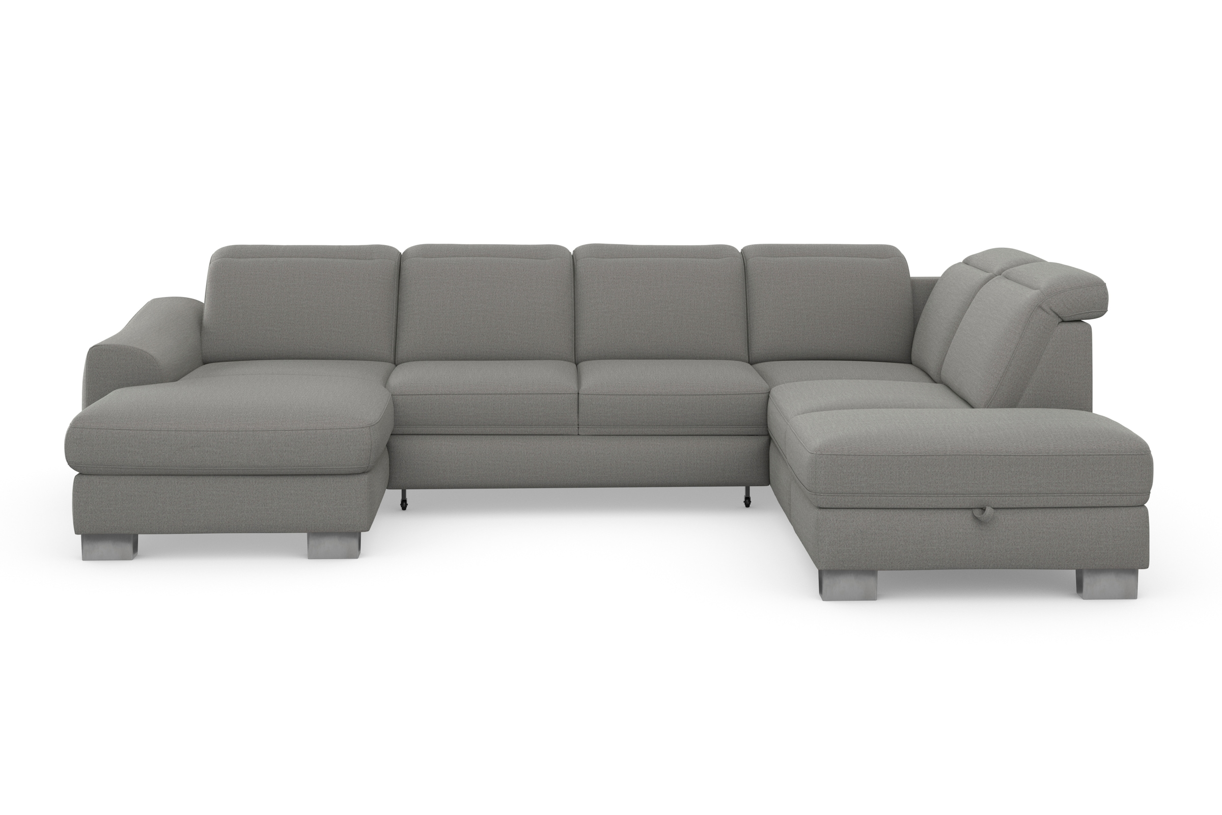 sit&more Wohnlandschaft »Dundee U-Form«, mit Federkern und Edelstahlfüßen, wahlweise mit Kopfteilverstellung