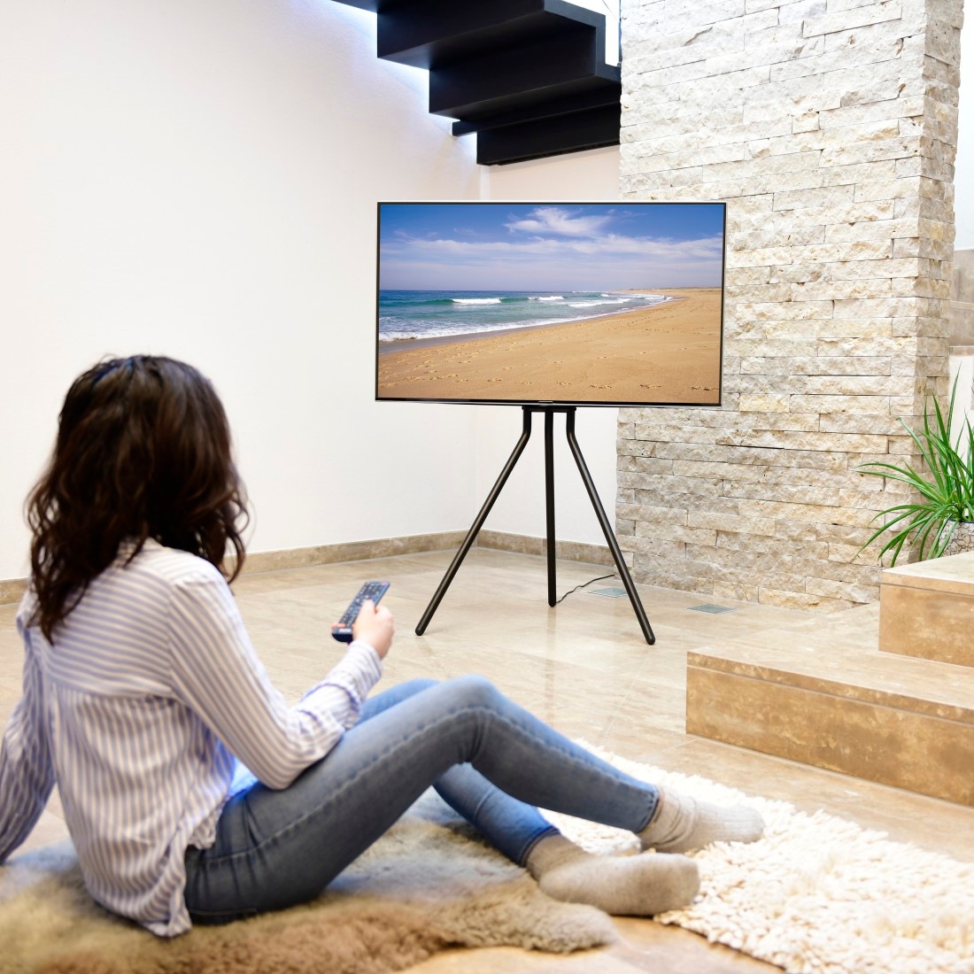 Hama TV-Ständer »TV Ständer, Staffelei freistehend, 191 cm, 75 Zoll«, bis 191 cm Zoll, TV Stand, höhenverstellbar, bis 40 Kg