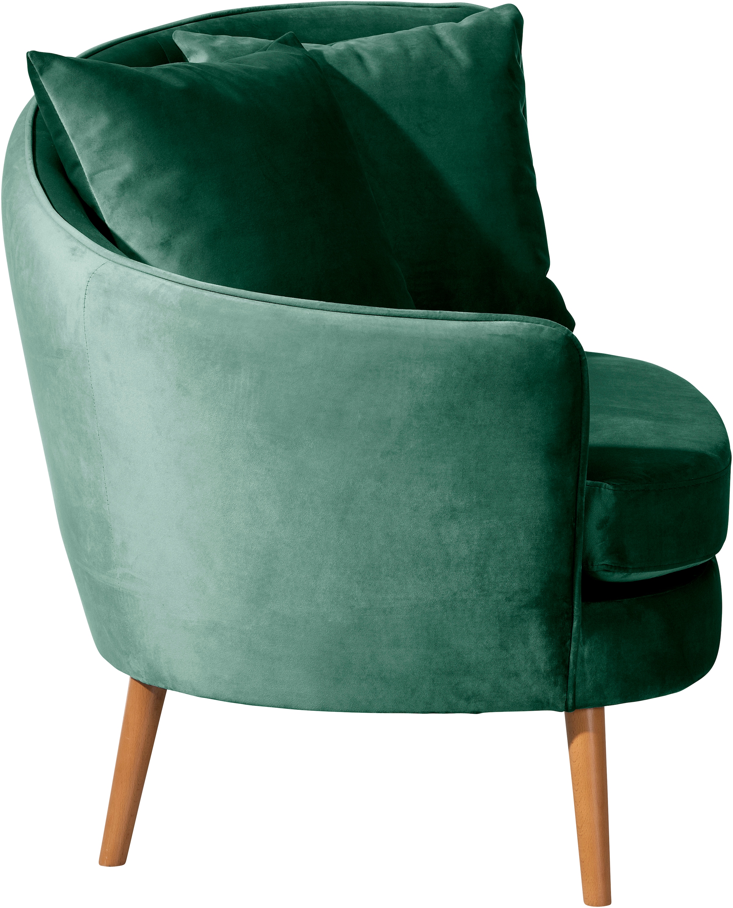 Max Winzer® Loungesessel »Mirandas, handgefertigter Sessel, Polstersessel, Sofamuschel«, hochwertige Verarbeitung, aus weichem Samtvelours, inkl. Zierkissen