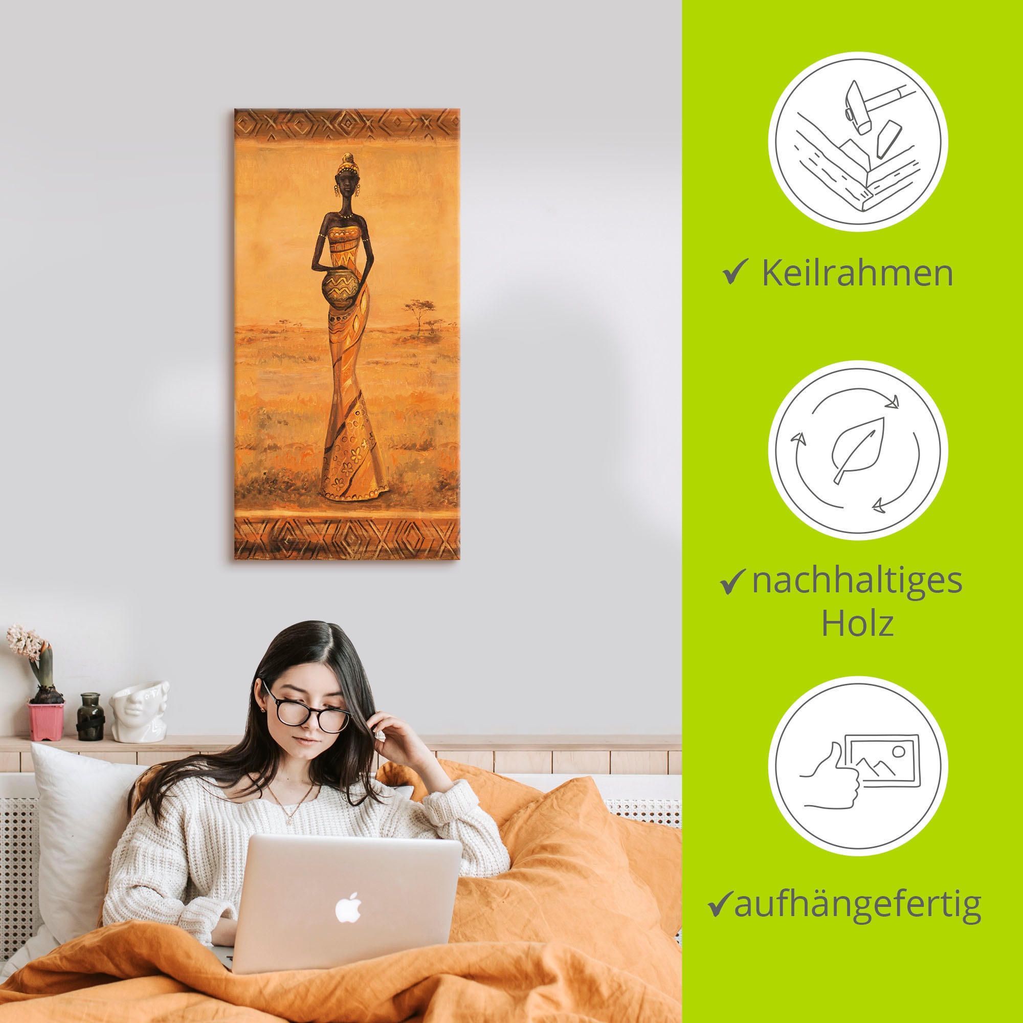 Artland Wandbild »Afrikanische Eleganz III«, Frau, (1 St.), als Alubild, Outdoorbild, Leinwandbild, Wandaufkleber, versch. Größen
