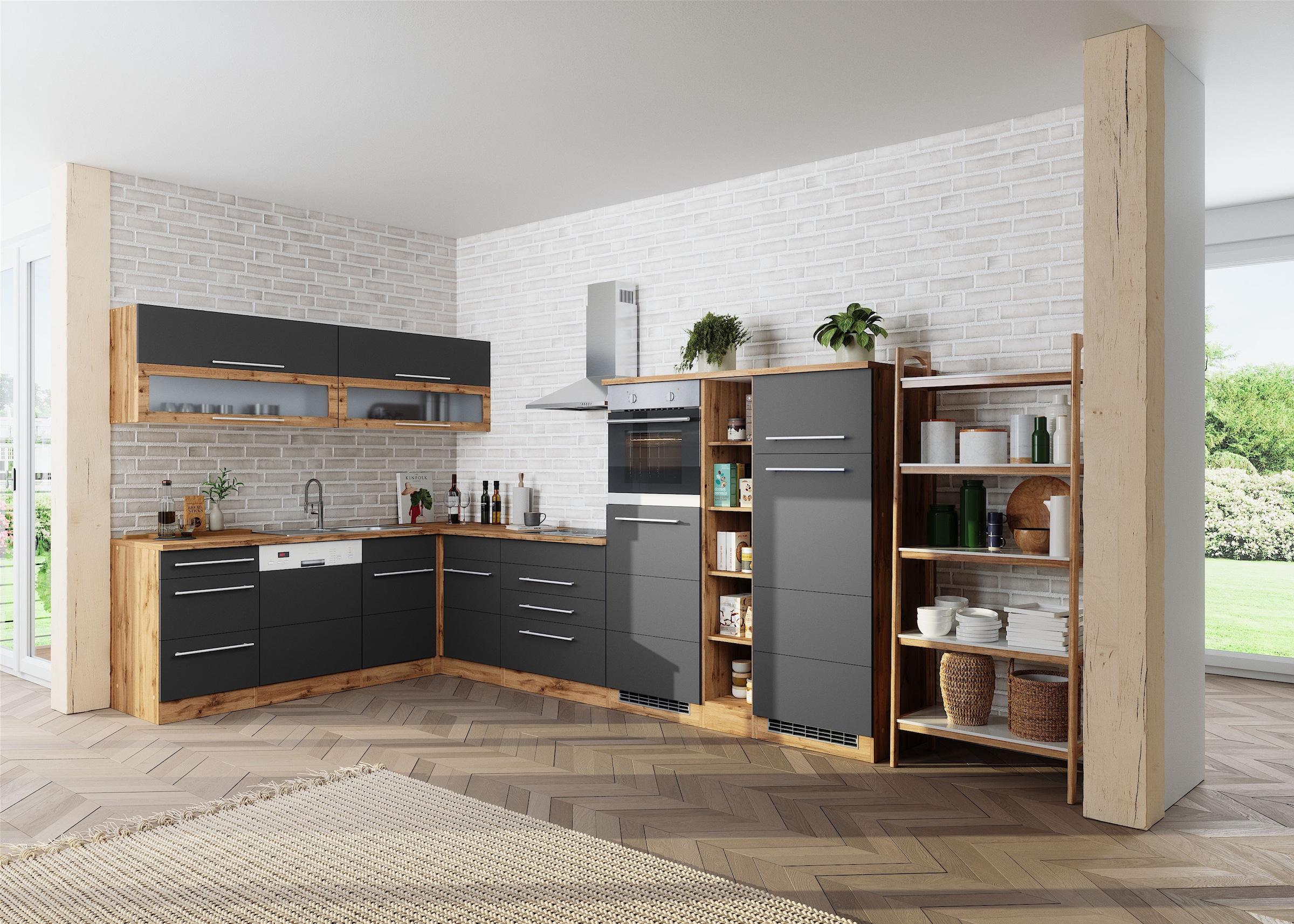 KOCHSTATION Winkelküche »KS-Wien« Stellbreite 220 x 340 cm, wahlweise mit E-Geräten