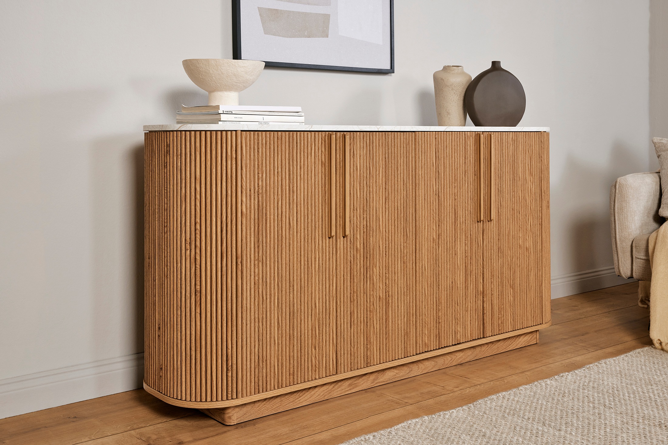 Jahnke Sideboard »STRING SB 160« 1 Stk. tlg. Sideboard, 4-türig, Marmor-Look, Breite 159,5 cm