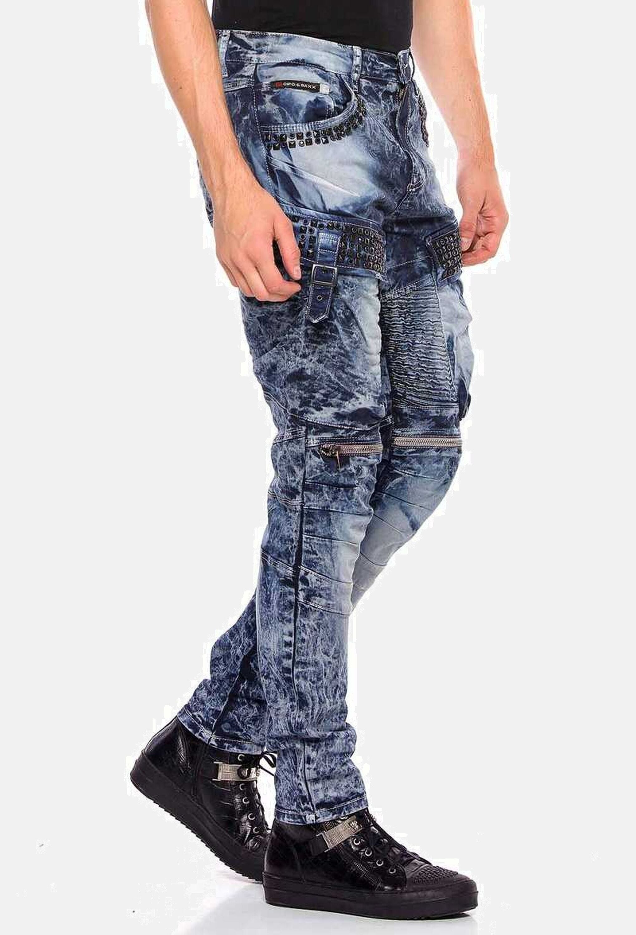 Cipo & Baxx Bikerjeans »Cipo & Baxx Jeans« Mit Ripp-Details, CD494