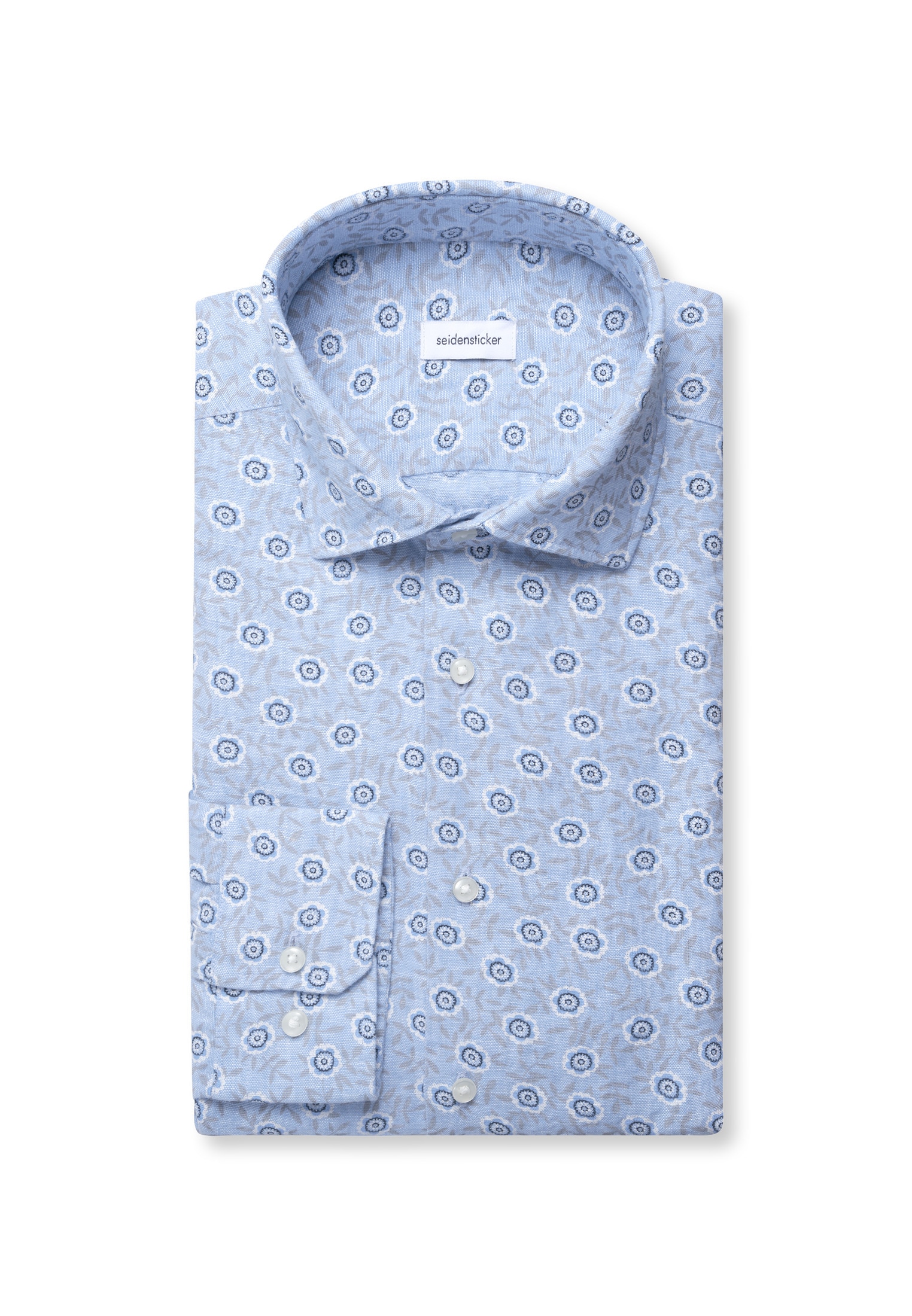 seidensticker Leinenhemd »Schwarze Rose« Shaped 1/1 Kentkragen Druck