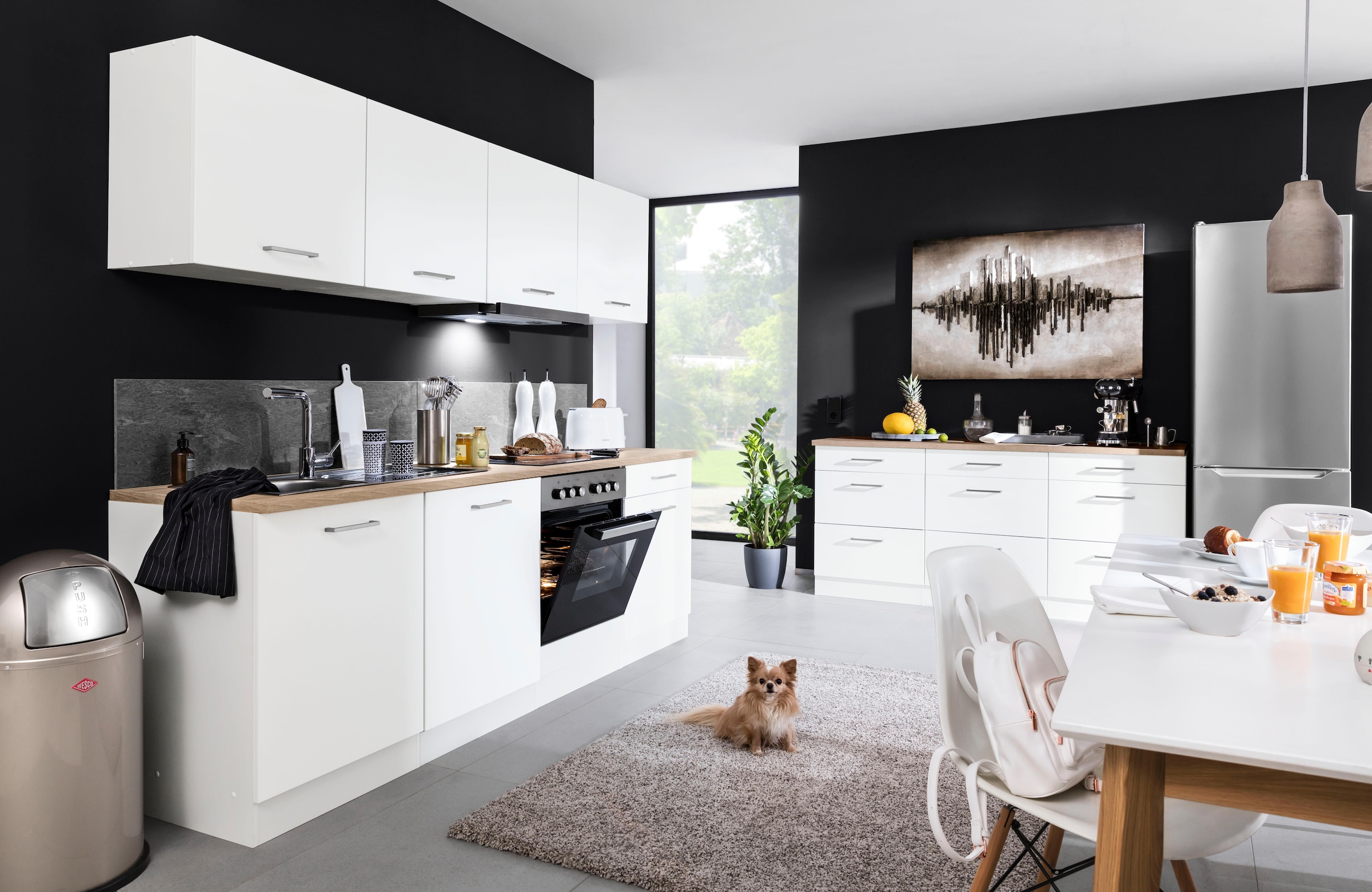 KOCHSTATION Küchenzeile »KS-Visby«, mit E-Geräten, Breite 240 cm inkl. Geschirrspülmaschine