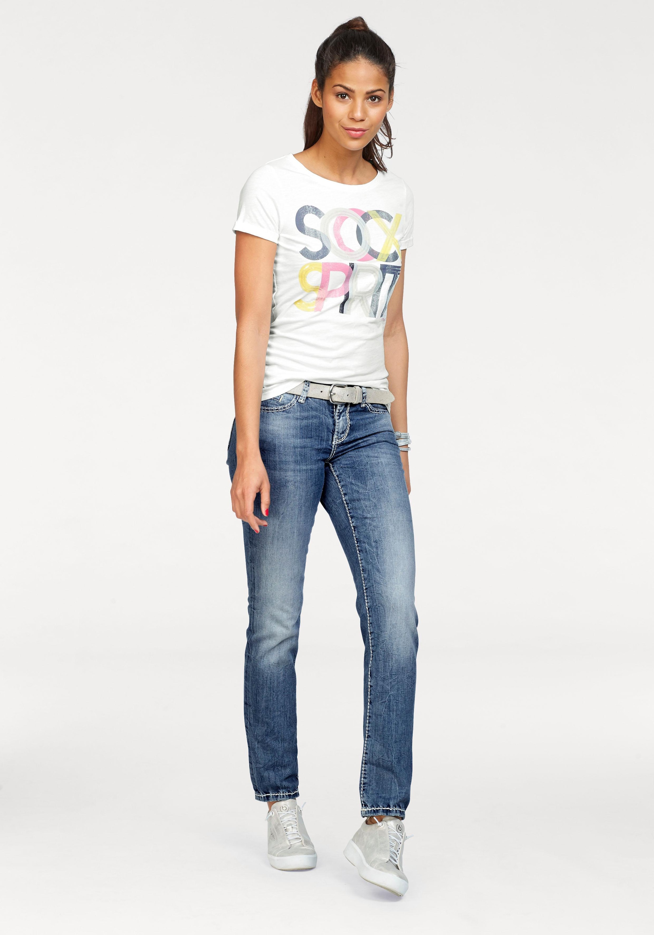 SOCCX Gerade Jeans OTTO Shop Dekosteppnähten markanten mit »Romy«, im Online