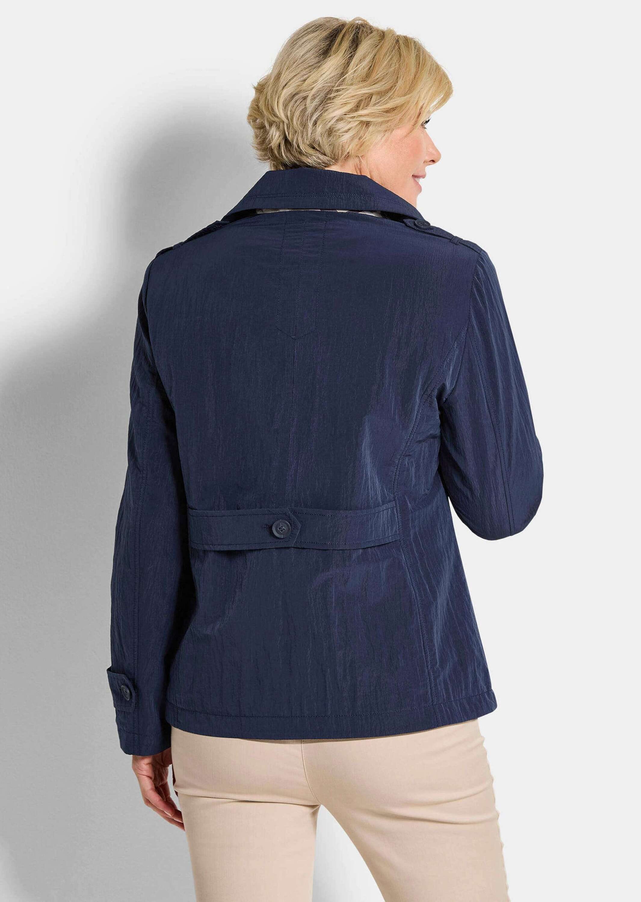 GOLDNER Blouson »Kurzgröße Übergangsjacke mit Crash-Optik« Sattel mit bedruckten Konbtrastfutter