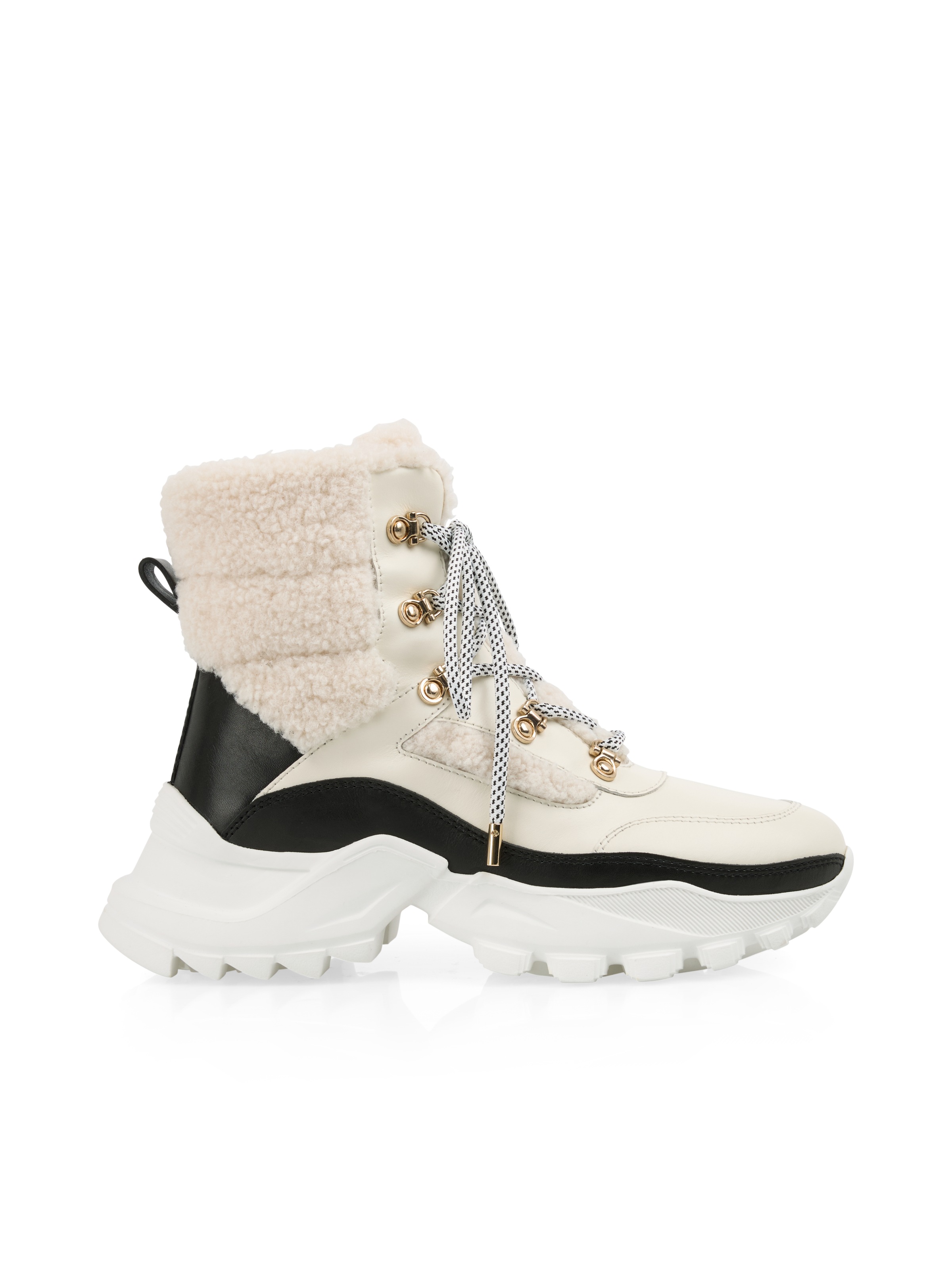Marc Cain Winterboots  Keilabsatz, Schnürboots mit Fellimitat am Kragen und Schaft