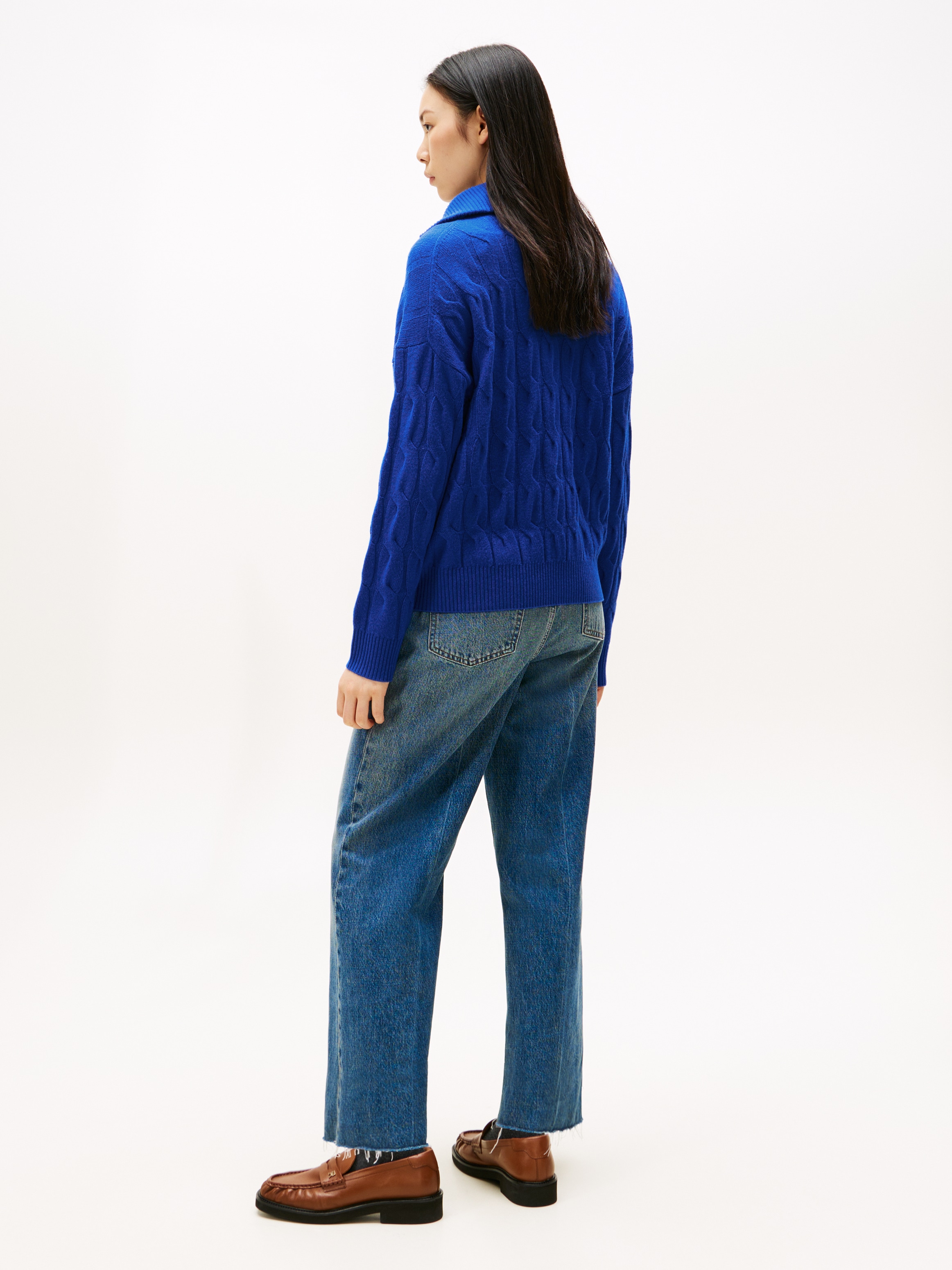 Tommy Hilfiger Troyer »SOFT WOOL CABLE 1/2 ZIP LS SWT«, mit Zopfmuster, aus reiner Wolle