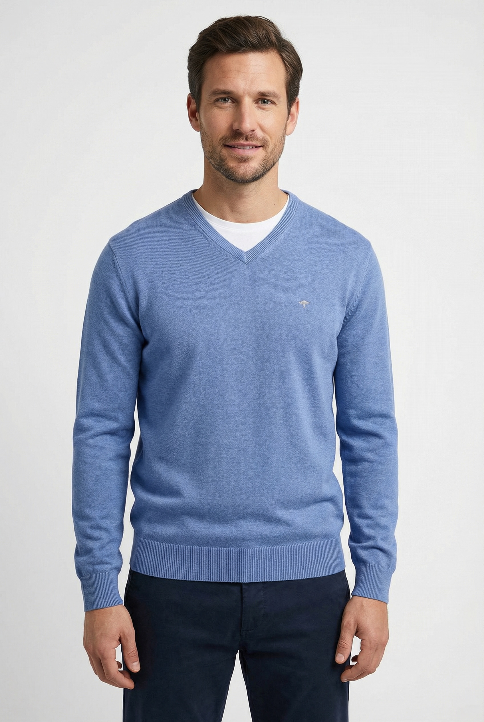FYNCH-HATTON Strickpullover »FYNCH-HATTON Pullover mit V-Kragen« aus Baumwolle, mit V-Ausschnitt, bequeme Passform