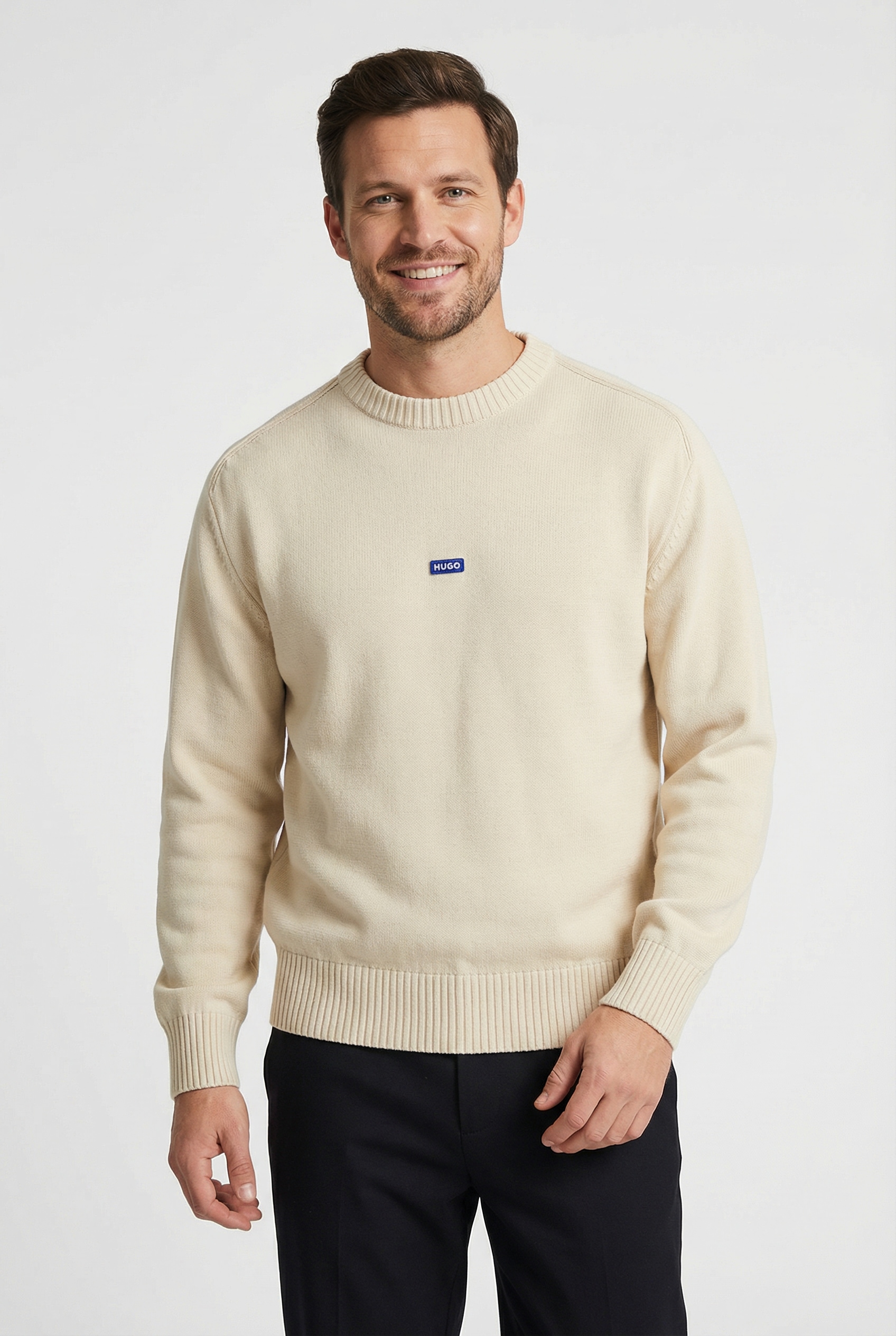 HUGO Strickpullover Relaxed Fit, Rundhalsausschnitt, softe Strickqualität