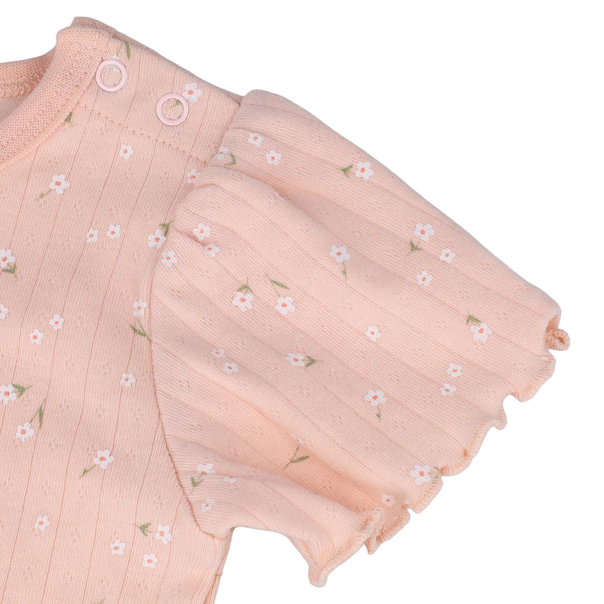 MAXIMO Kurzarmbody 1 Blassrosa, Blumen-Alloverprint, Kurzarm, Baby-Girl