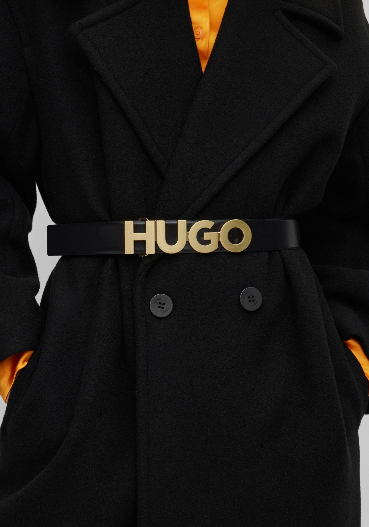 HUGO Ledergürtel, mit Logo-Schliesse