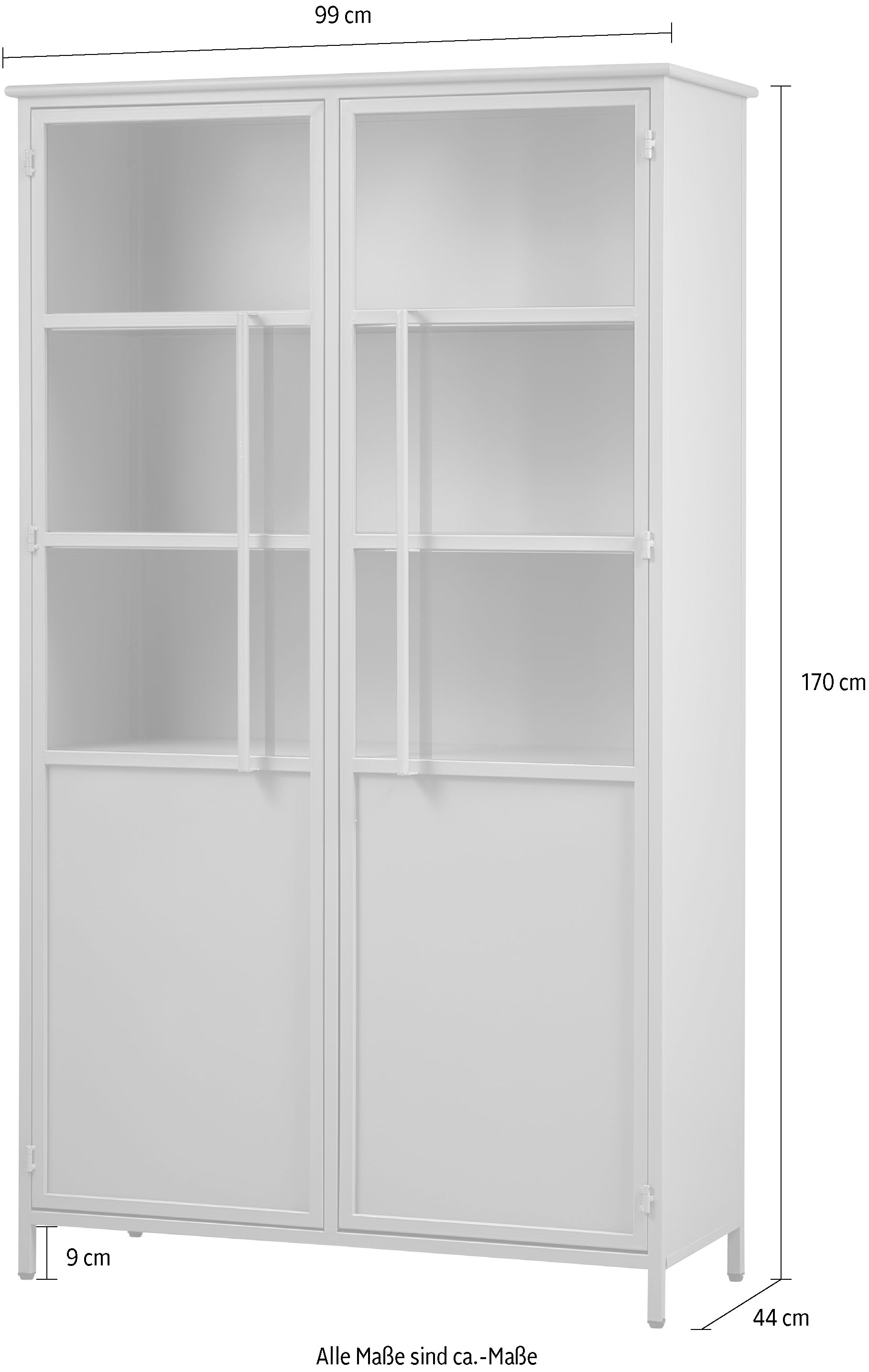 WOOOD Vitrine »EXHIBIT VITRINE SCHRANK METALL« Ausstellungsvitrine, mattes Schwarzmetall, 4 stabile Böden