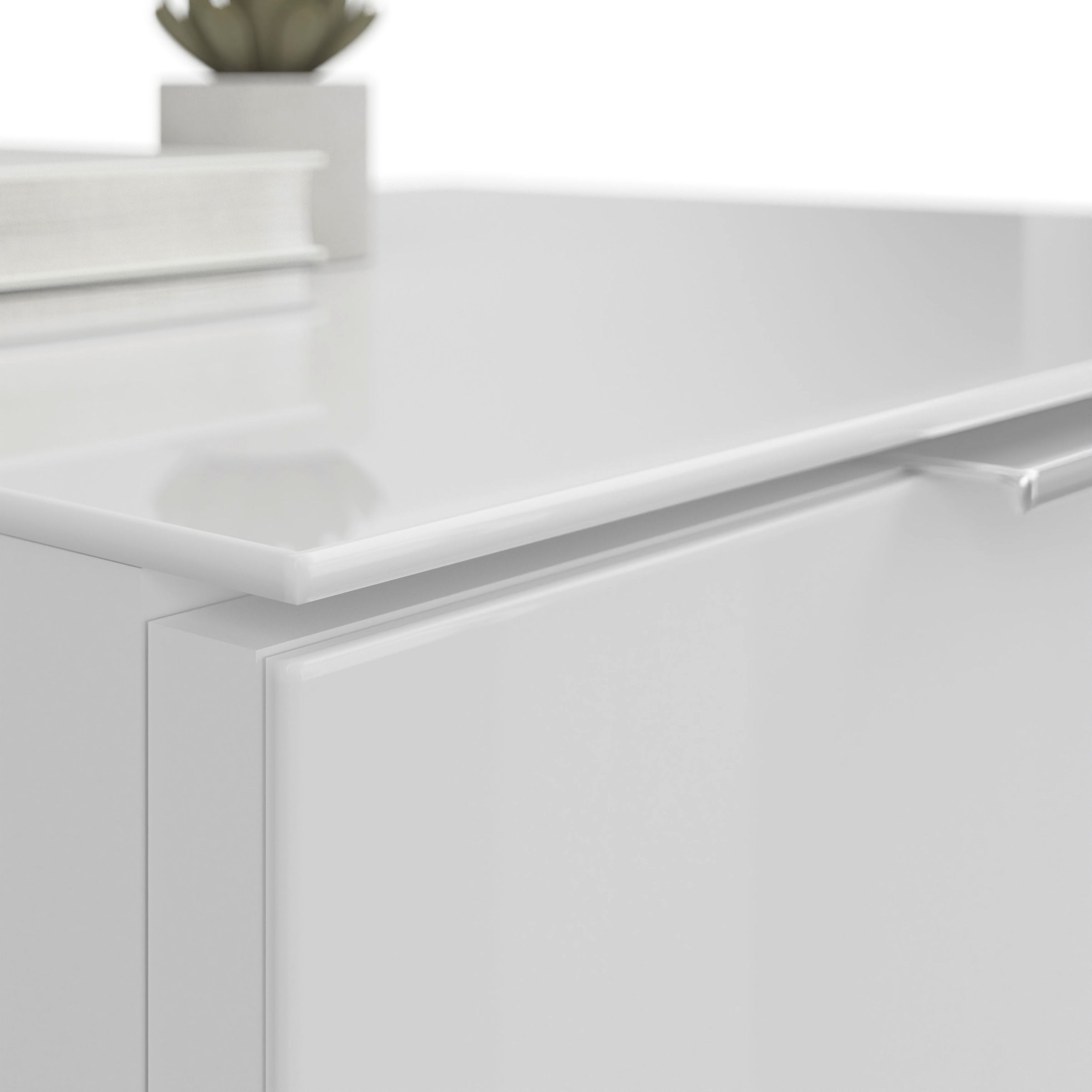 Manjana Möbel Nachtkommode »mit Chrom oder Schwarz matten Metallgriffen« mit Glasfronten, melaminbeschichtete Oberfläche, mit Vollauszug