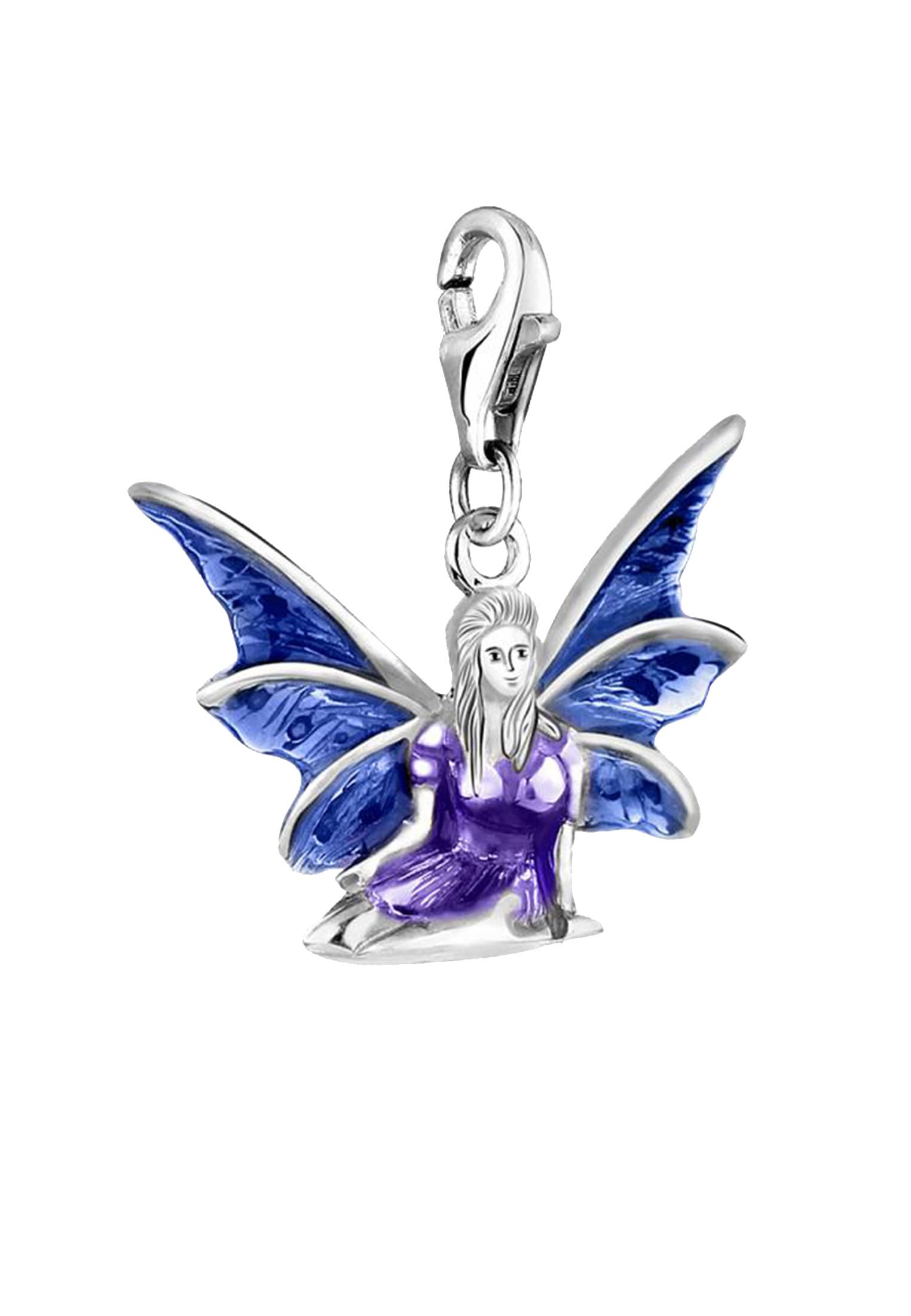 Nenalina Charm-Einhänger »Charm Elfe Emaille Fabel Märchen Lila Blau 925 Silber«