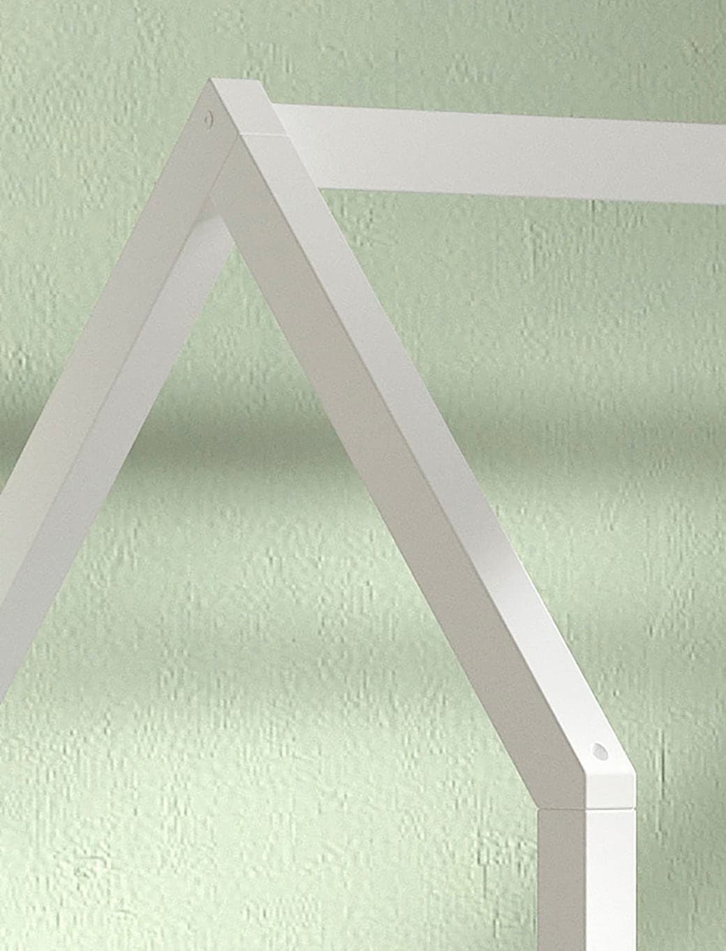 Vipack Hausbett »Cabane, mit Dachaufbau, Bettschublade auf Rollen u. Sprossenumrandung«, (B/H/T ca. 208x169x98 cm) aus massiver Eiche, Oberfläche Natur), sehr stabil und standfest gebaut inkl. Massivholz Rolllattenrost