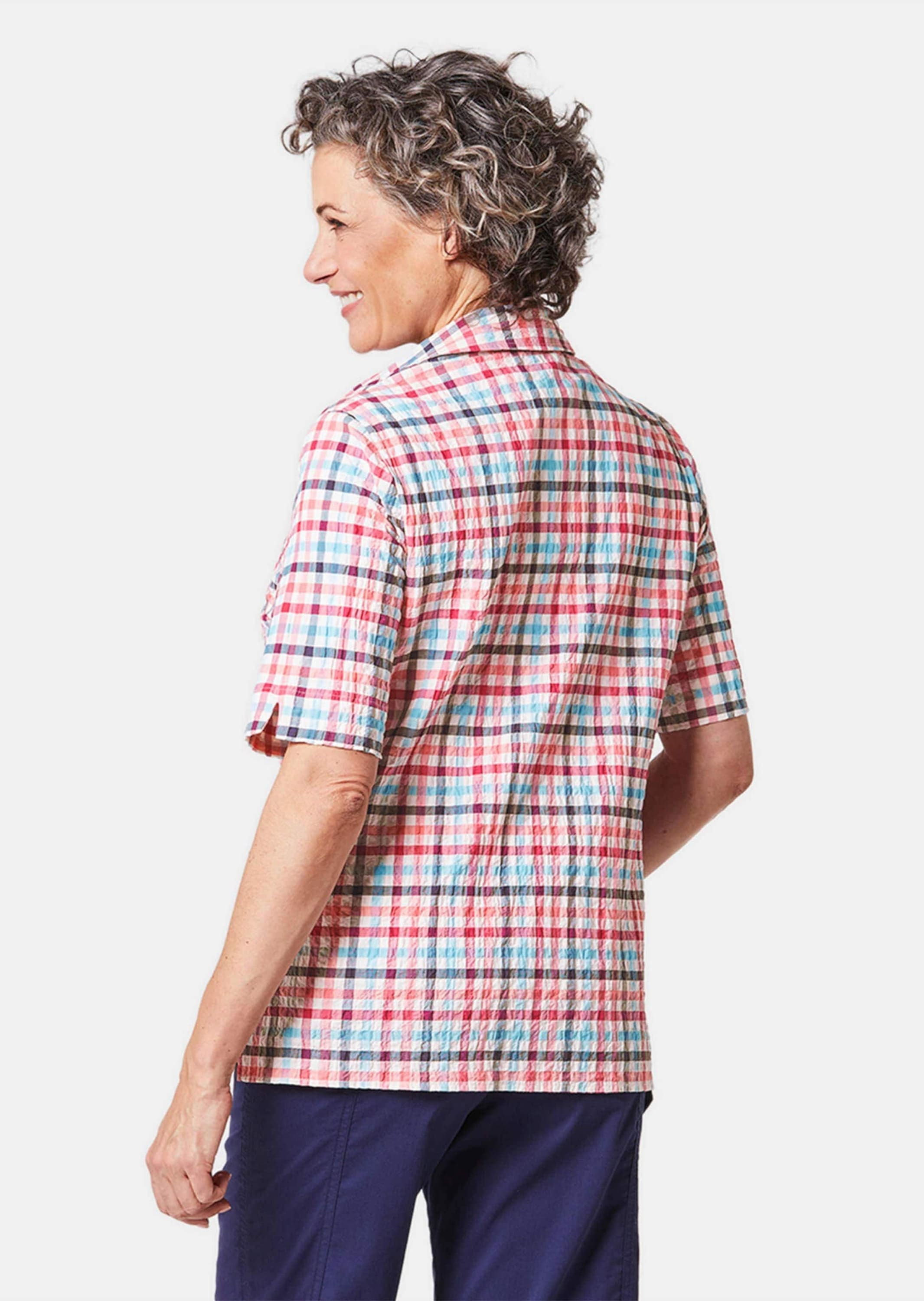 GOLDNER Kurzarmbluse »Wander-Bluse in Seersucker Qualität«