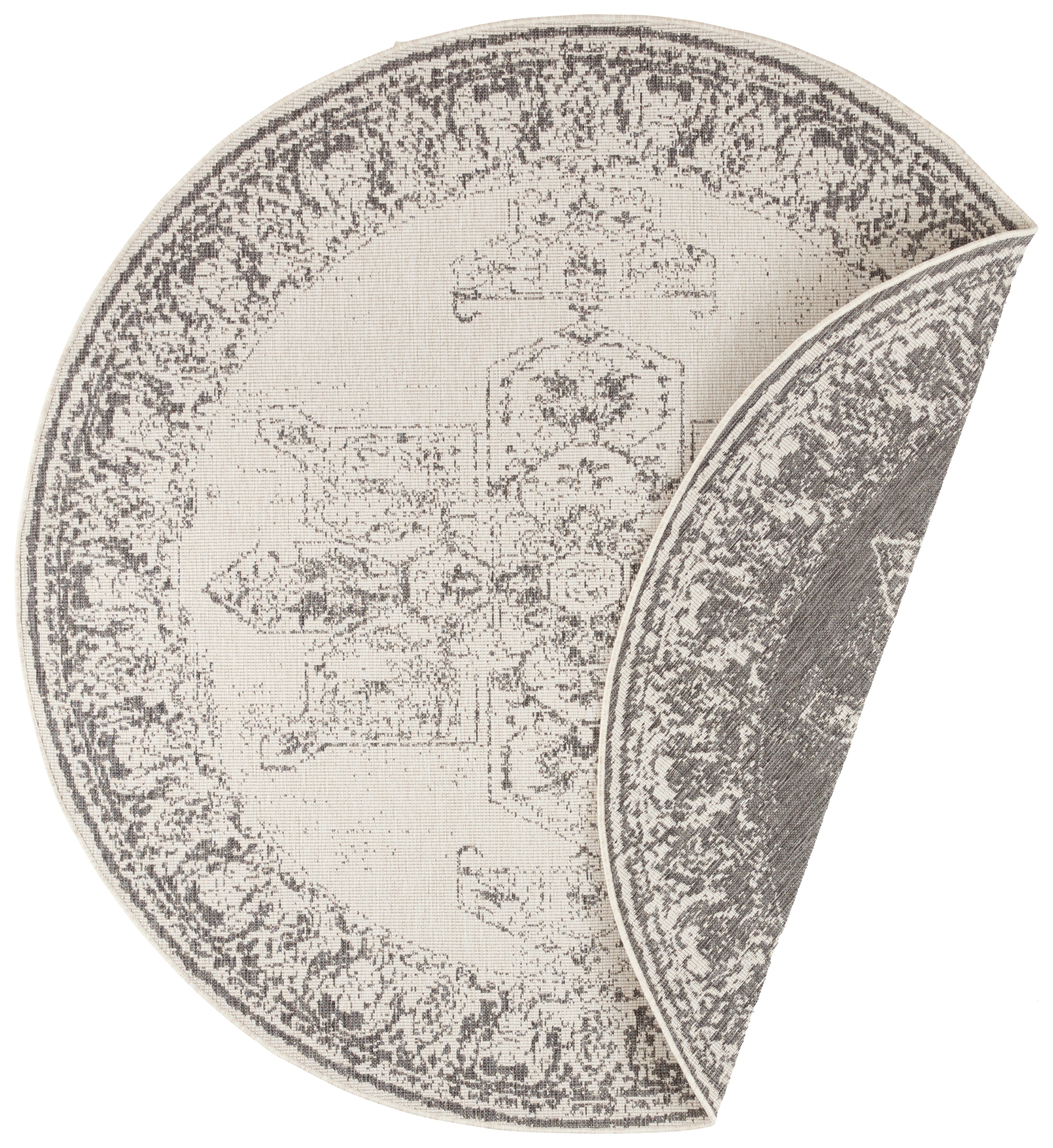 NORTHRUGS Teppich »Borbon Wendeteppich«, rund, 5 mm Höhe, In-& Outdoor, Wetterfest, Balkon, Garten, Wohnzimmer, Wasserfest