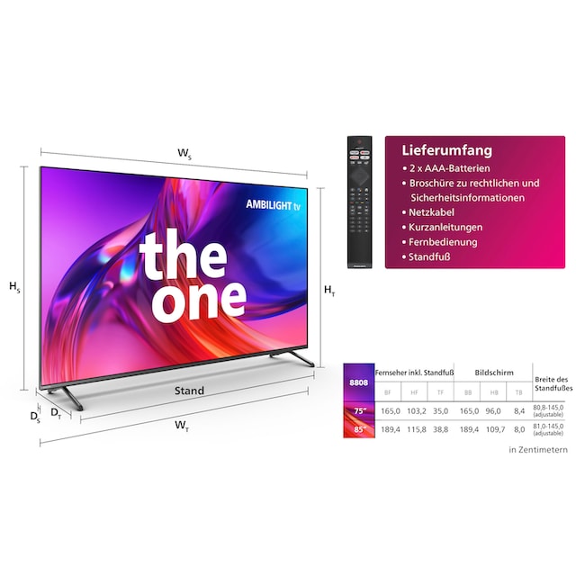 Philips LED-Fernseher »85PUS8808/12«, 215 cm/85 Zoll, 4K Ultra HD, Android  TV-Google TV-Smart-TV online bei OTTO