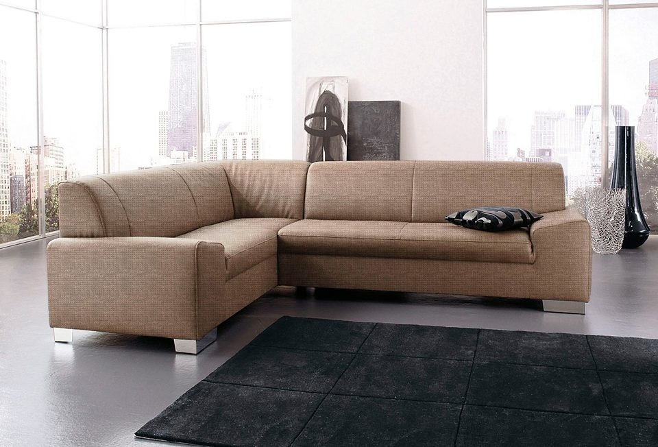 DOMO collection Ecksofa »Alisson, zeitlose Optik, flache Armlehnen, L-Form«, fester Sitzkomfort, wahlweise mit Bettfunktion