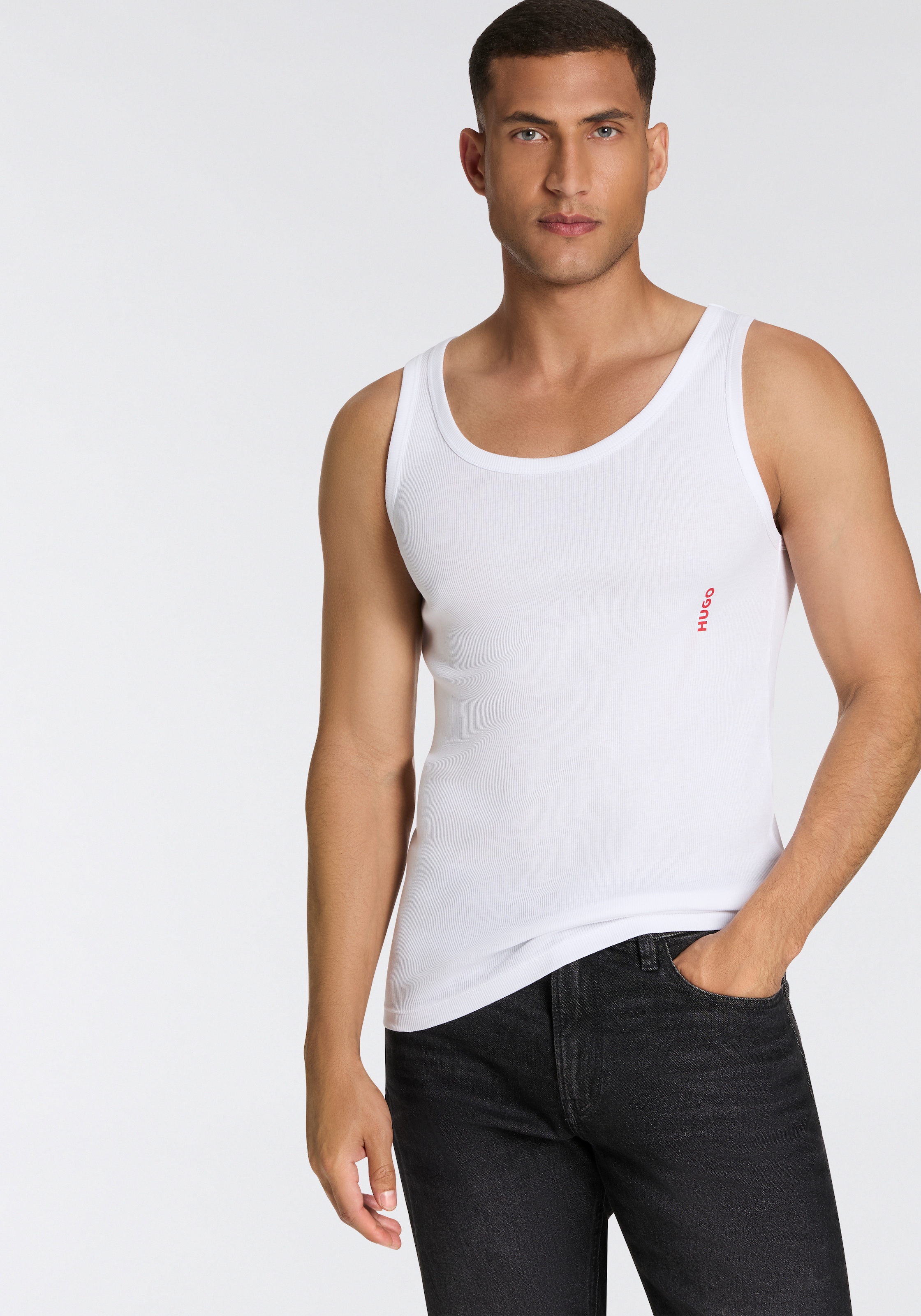 HUGO Underwear Ripptanktop, (Packung, 3 tlg., 3er), Basic, Rundhals