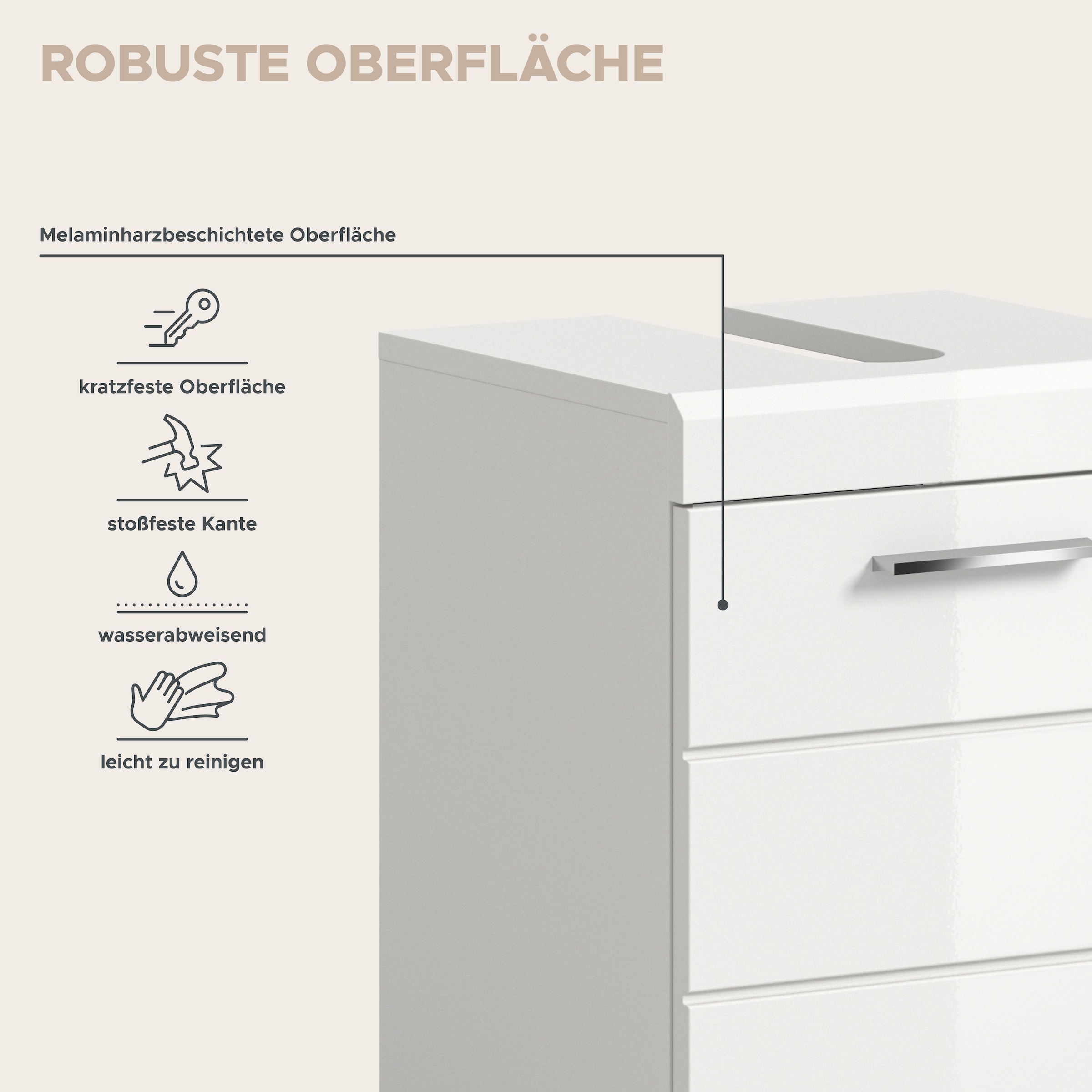 welltime Badmöbel-Set »SIENA, 3-tlg., WBU, Spiegelschrank & Waschmaschinenschrank, MDF-Front«