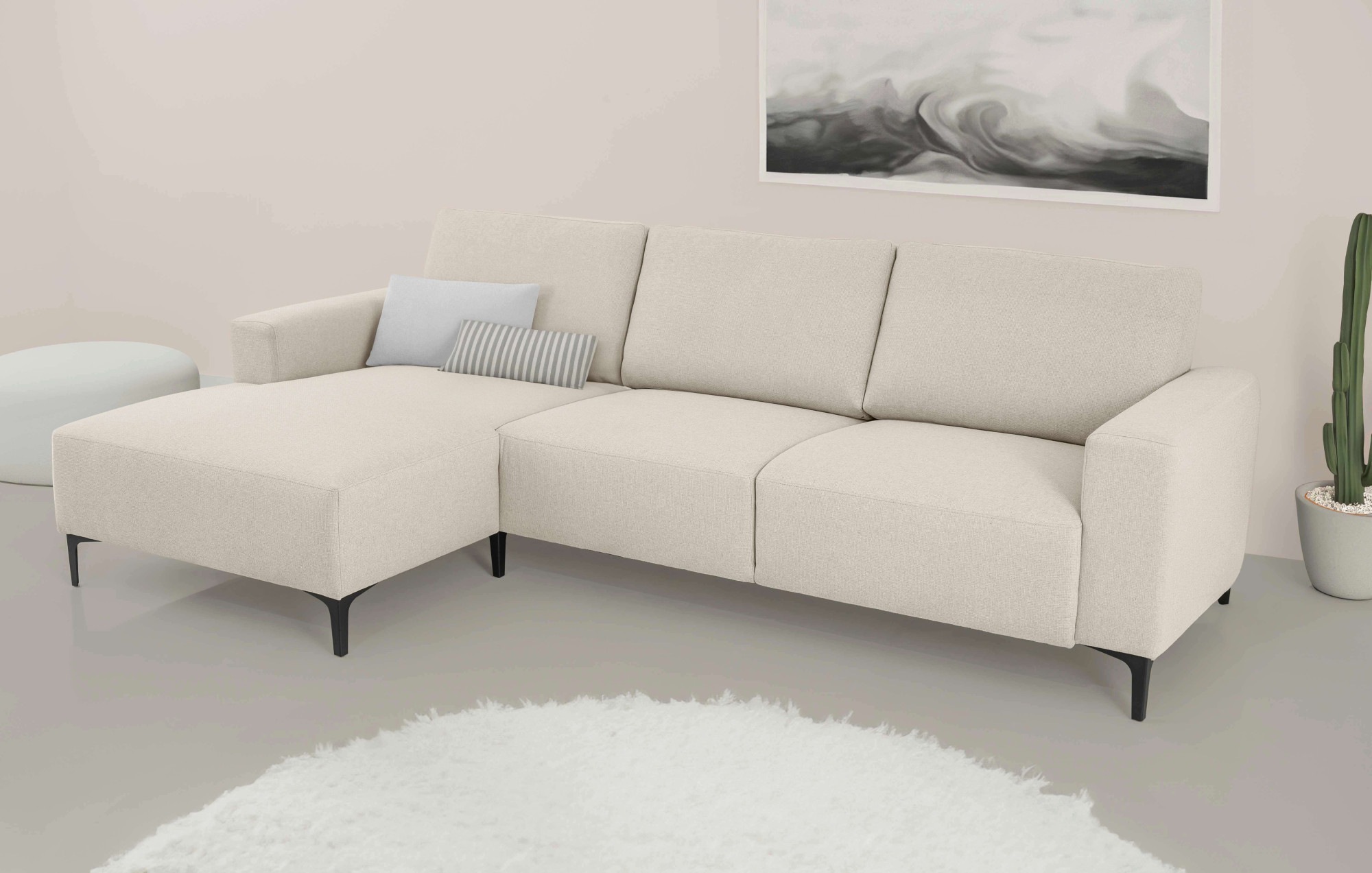 Home affaire Ecksofa »Tournon, L-Form, Breite 262 cm, Webstoff, Chenille«, Designsofa im nordischen Stil, Wellenunterfederung, Metallfüße