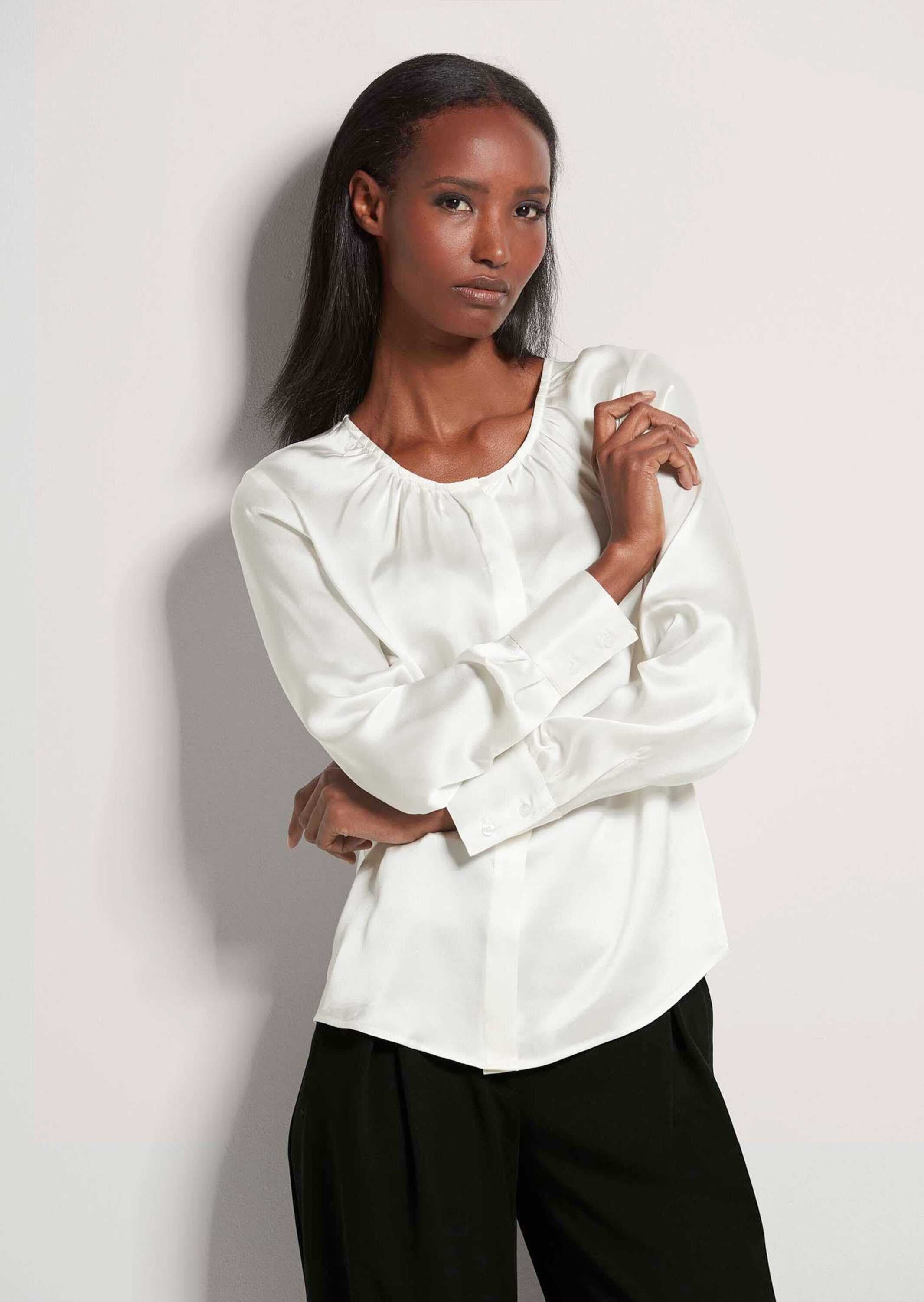 MADELEINE Langarmbluse »Bluse Elegante Seidenbluse mit verdeckter Knopfleiste«