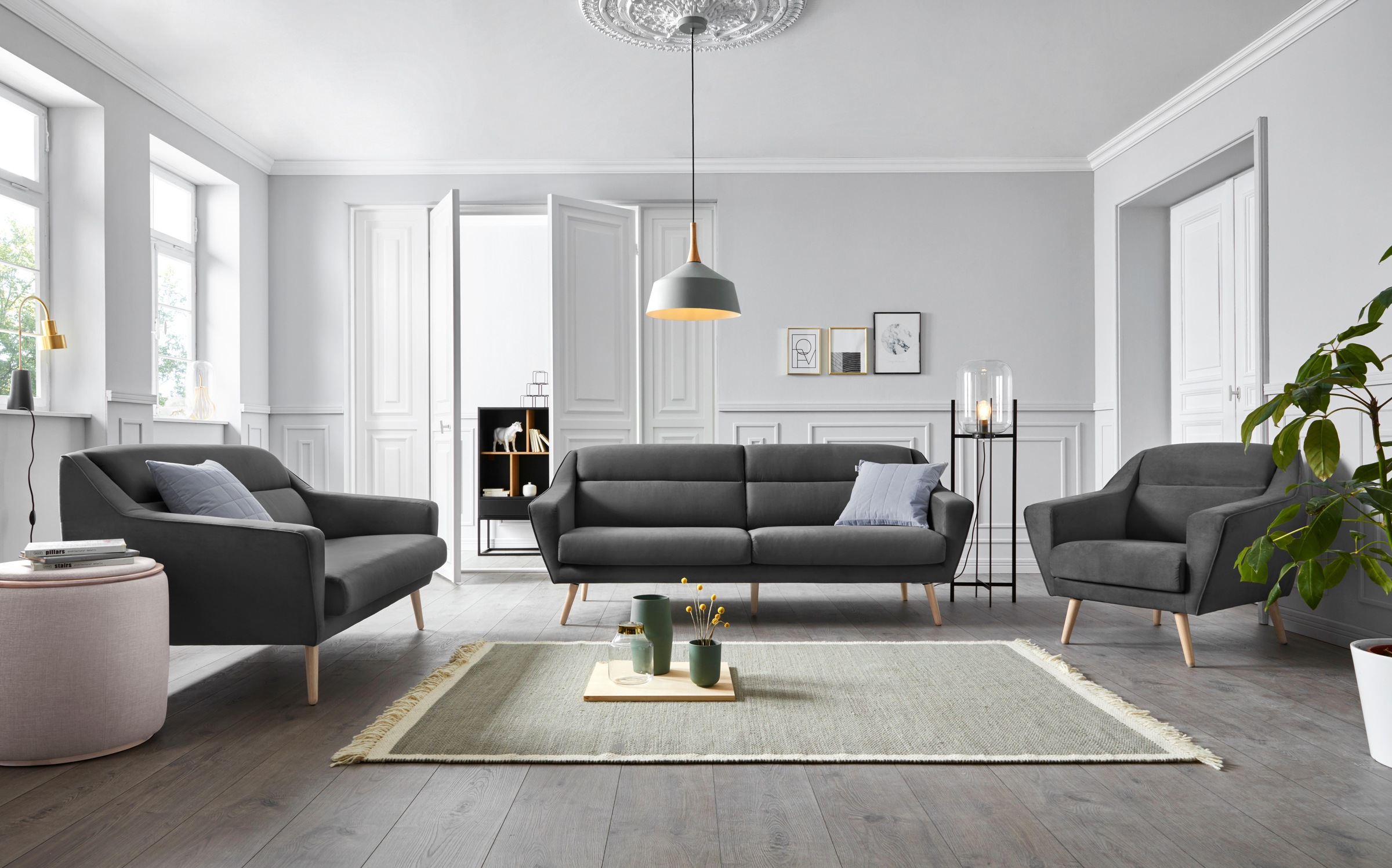 OTTO home 3-Sitzer »Bille« mit Naht im Rückenkissen und Eiche-Beinen, Design by Morten Georgsen