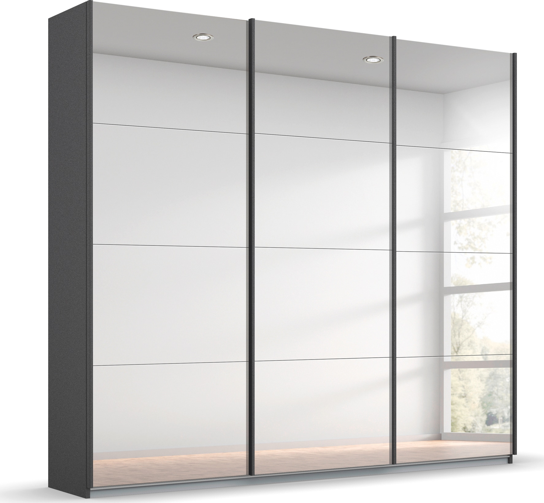 rauch Schwebetürenschrank »Kleiderschrank Schrank Garderobe ORACLE mit Spiegelfront«, inkl. Schubladen-Einsatz und extra Einlegeböden MADE IN GERMANY