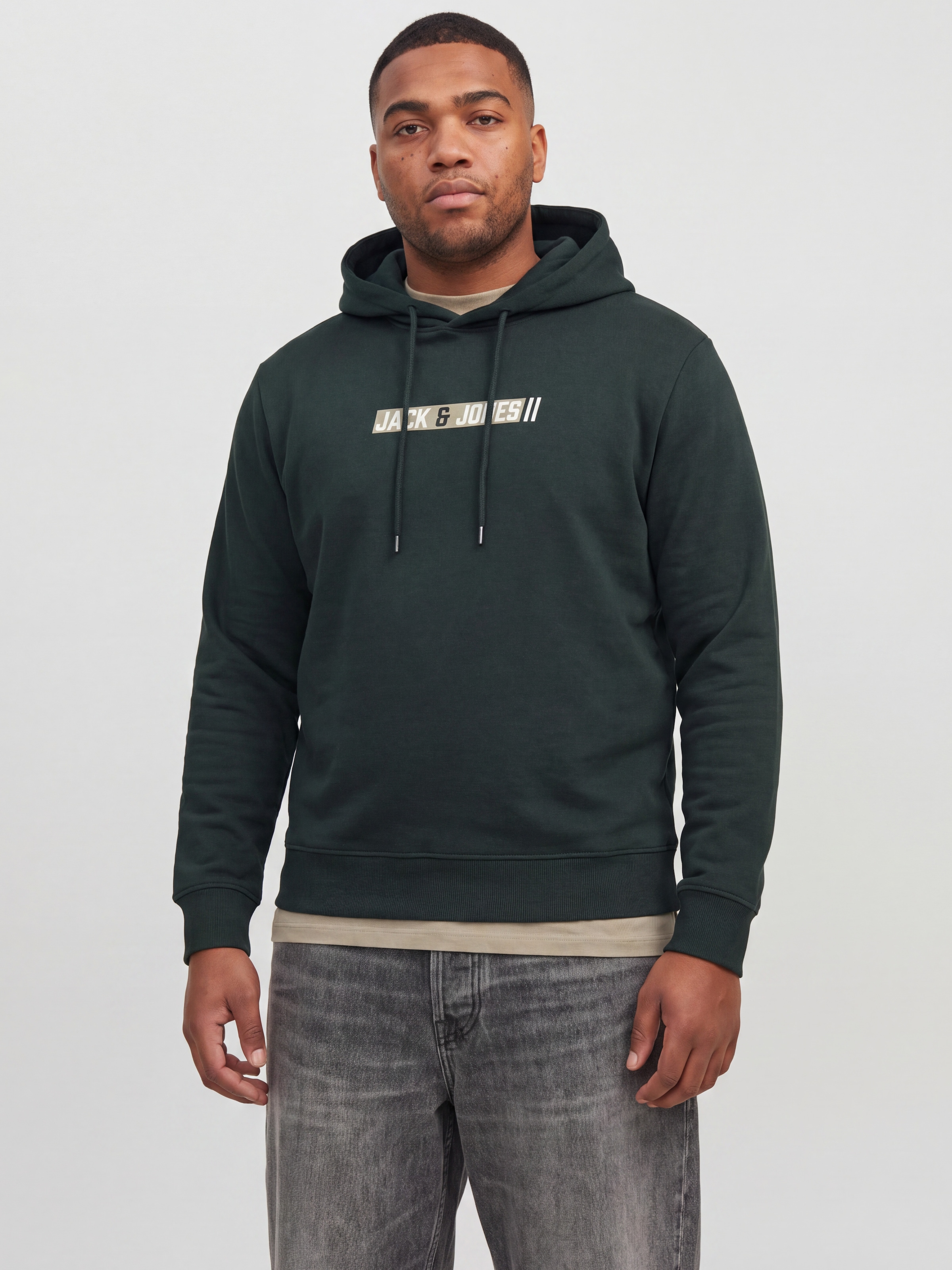Jack & Jones PlusSize Kapuzensweatshirt »JJMUNK SWEAT HOOD PLS«, Materialmix, normal geschnitten
