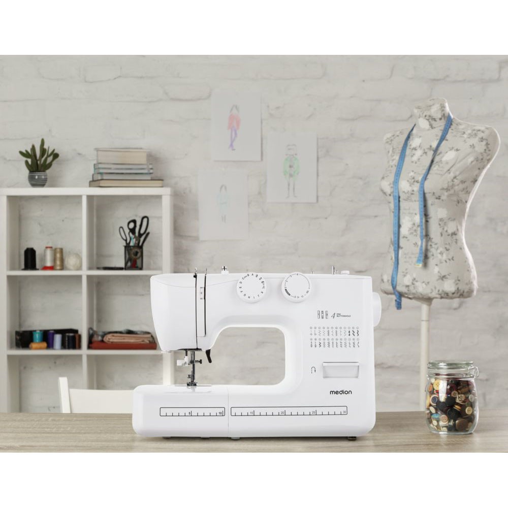 Medion® Freiarm-Nähmaschine »SM60 (MD 10689), 60 Stichmuster, Rückwärtstaste, 60 Watt Motorleistung«, 24 Programme, automatischer Einfädler, einstellbare Stichlänge und -breite, Nähloch