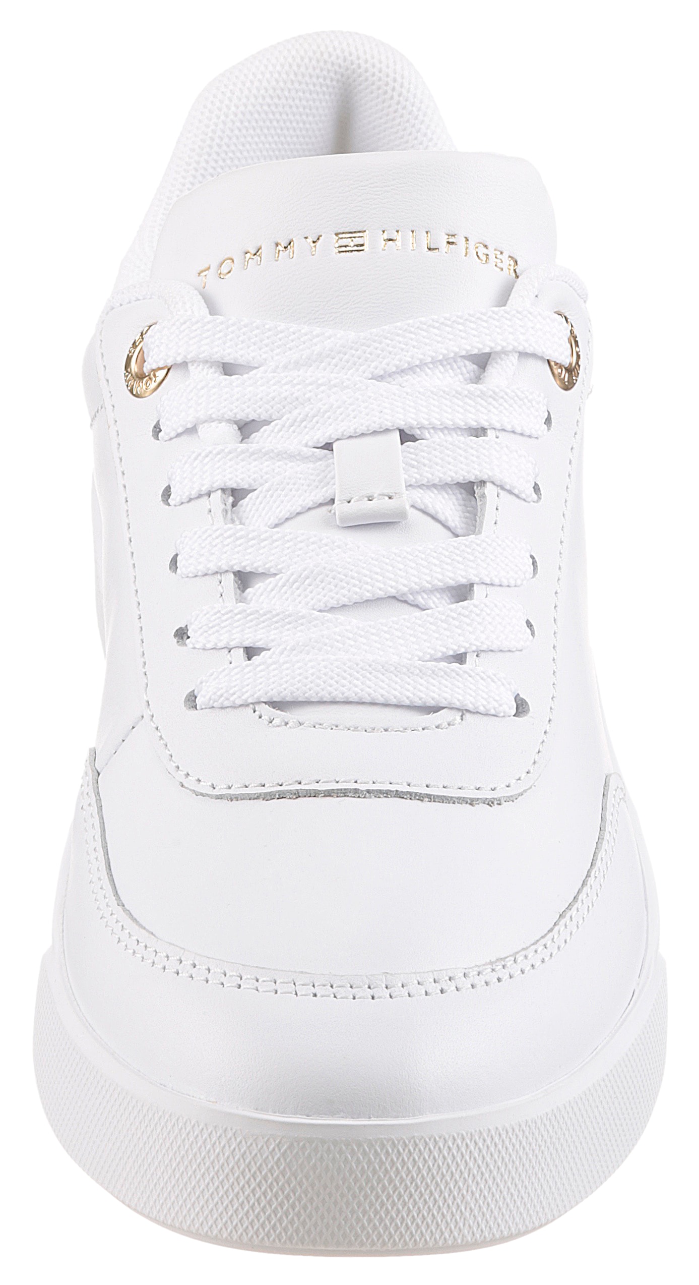 Tommy Hilfiger Plateausneaker »ESSENTIAL CHIC COURT SNEAKER«, Freizeitschuh, Halbschuh, Schnürer, goldfarbenen Details im Plateau
