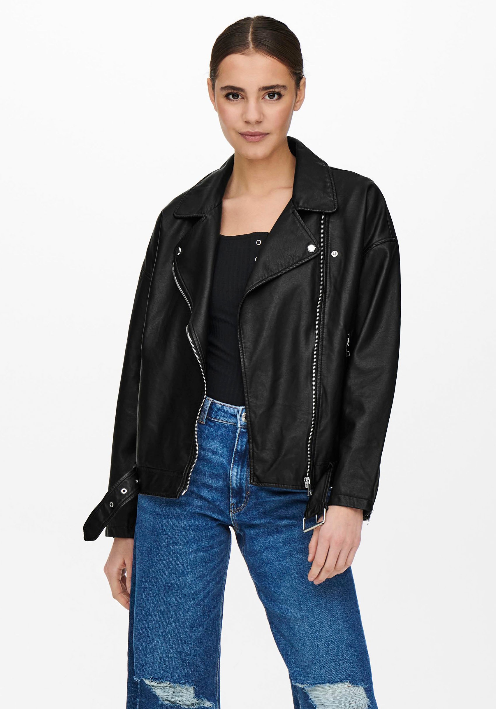 Only Lederimitatjacke »ONLBELLA OVZ. FAUX LEATHER BIKER«, mit Biker - Details