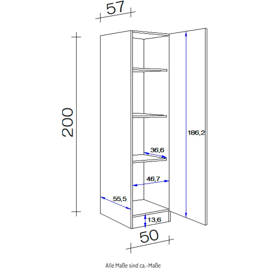 Flex-Well Seitenschrank »Kopenhagen«, (B x H x T) 50 x 200 x 57 cm, für viel Stauraum