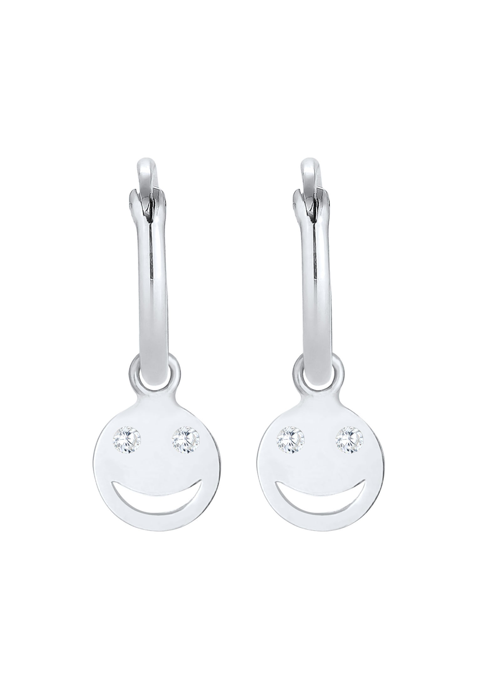 Elli Paar Creolen »Ohrringe Creolen Trend Smiling Plättchen 925 Silber«