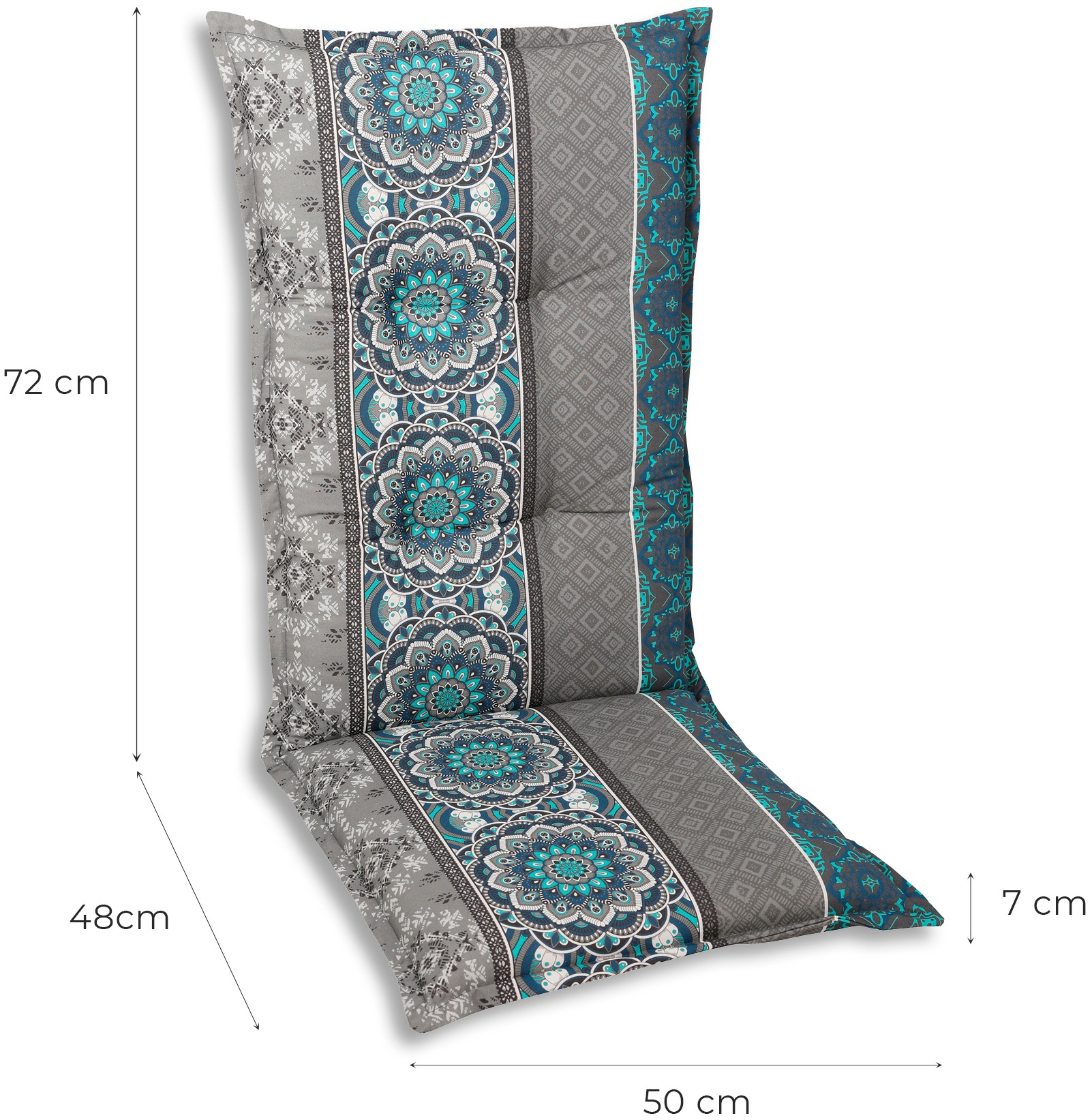 GO-DE Hochlehnerauflage Maße ca.: 50 cm x 120 cm x 7 cm