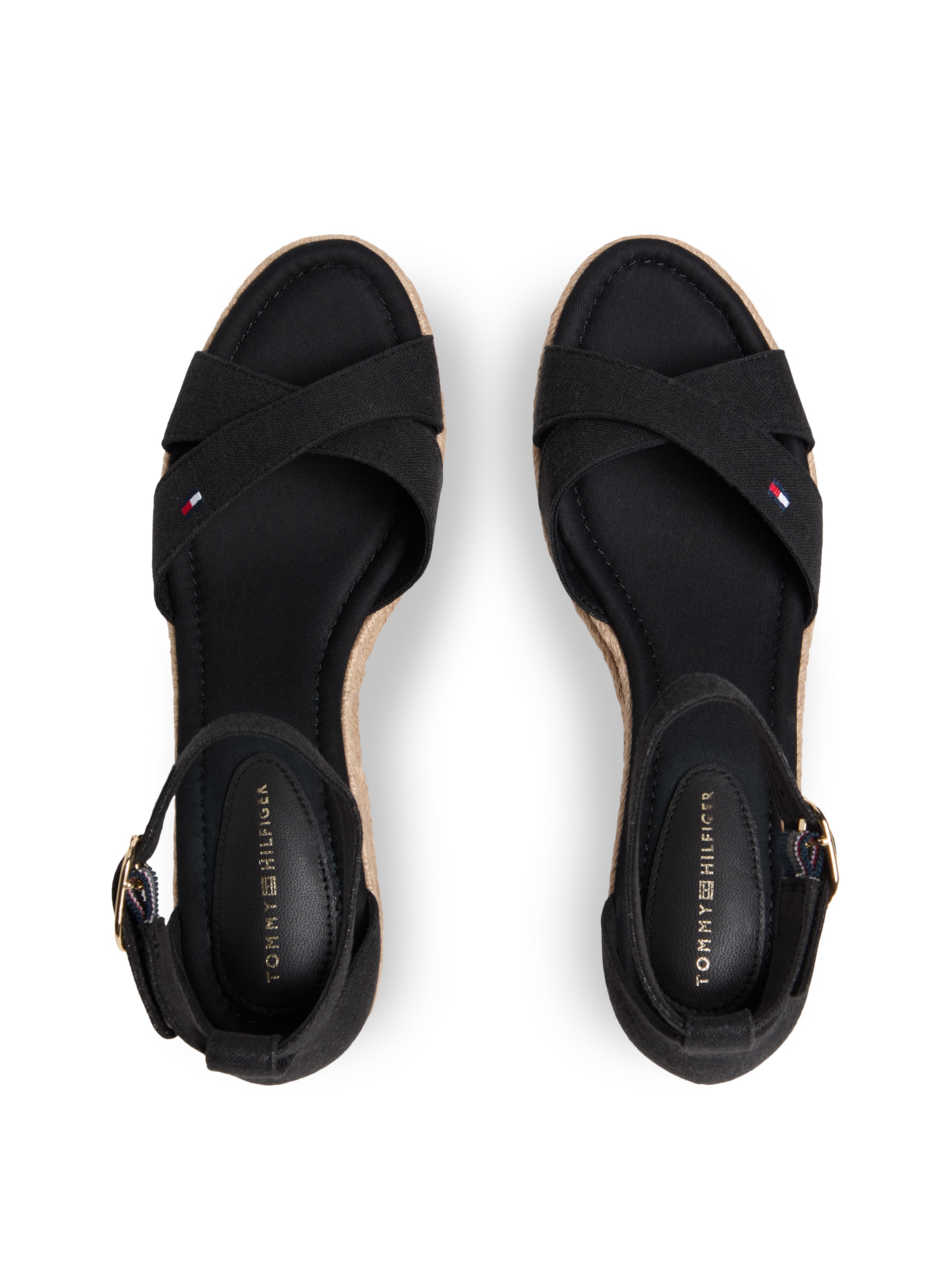 Tommy Hilfiger Keilsandalette »MID WEDGE ESPAD X CROSS«  Sommerschuh, Riemchensandale mit Jutebesatz - schmale Form