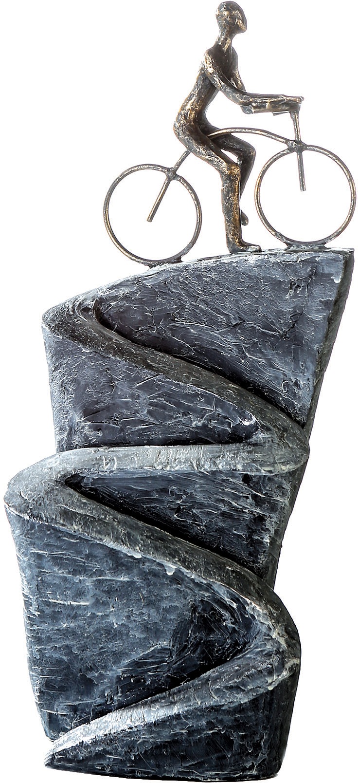 Casablanca by Gilde Dekofigur »Skulptur Aufwärts«, (1 St.), Dekoobjekt, Höhe 37 cm, Fahrradfahrer, antikfinish, mit Spruchanhänger, Wohnzimmer