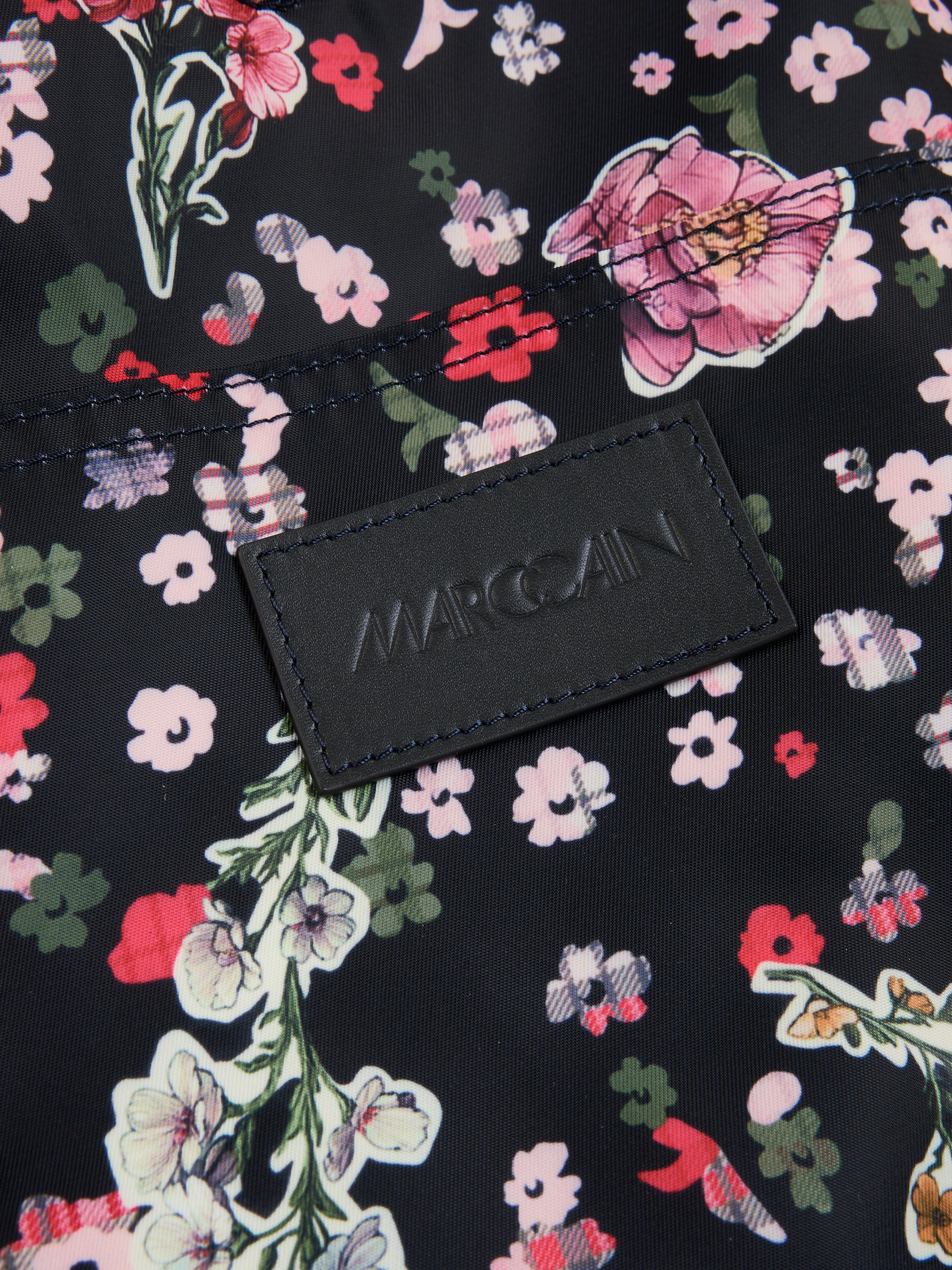 Marc Cain Shopper Damen Handtasche, Schultertasche mit hübschem Blumenmuster
