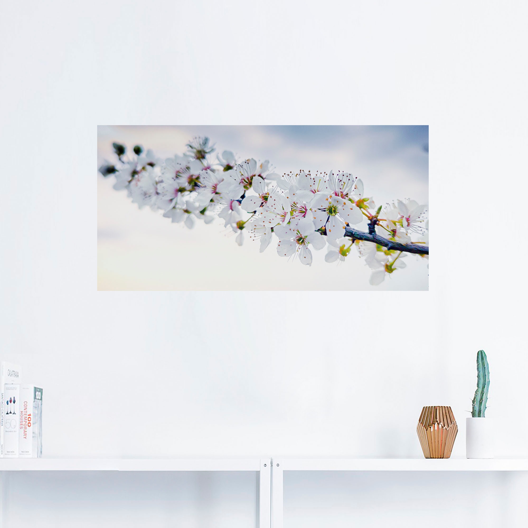 Artland Alu-Dibond-Druck »weißer Kirschblüten Zweig«, Baumbilder, (1 St.), für Innen- und Außenbereich geeignet, Outdoorbild