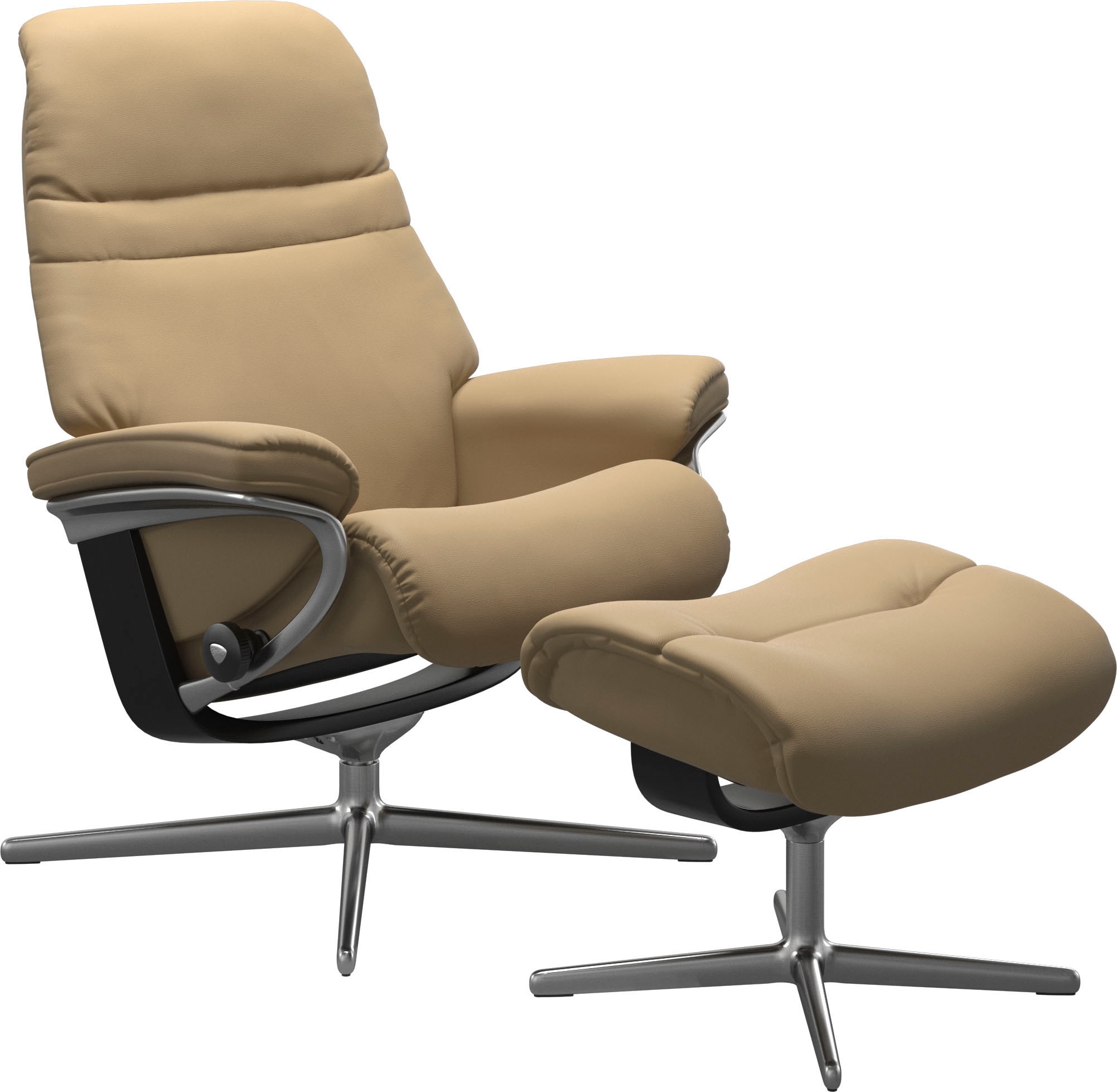 Stressless® Relaxsessel »Sunrise« Set, Relaxsessel mit Hocker,  mit Hocker, mit Cross Base, Größe S, M & L, Holzakzent Schwarz